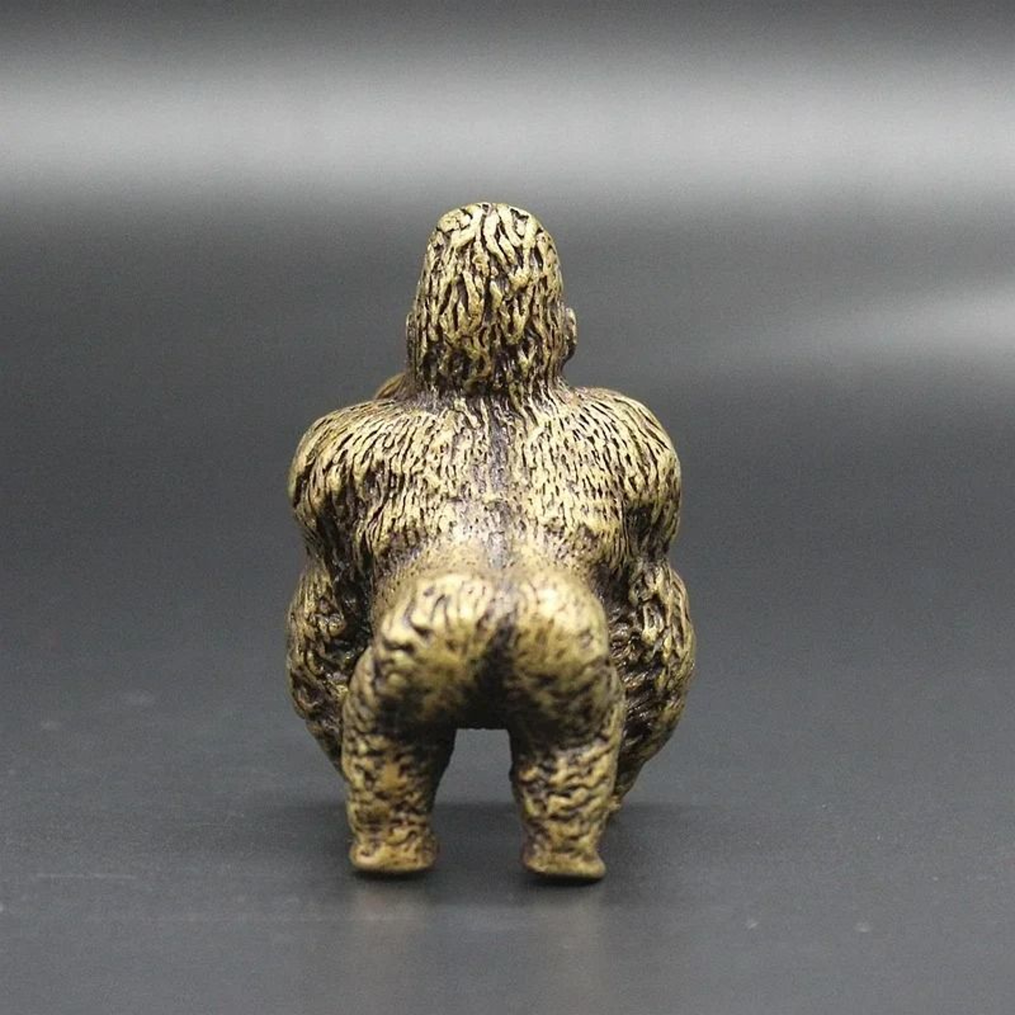 Brass Gorilla Statue Antique Copper Animal Figurine And Tea Pet Desk Ornament 3
