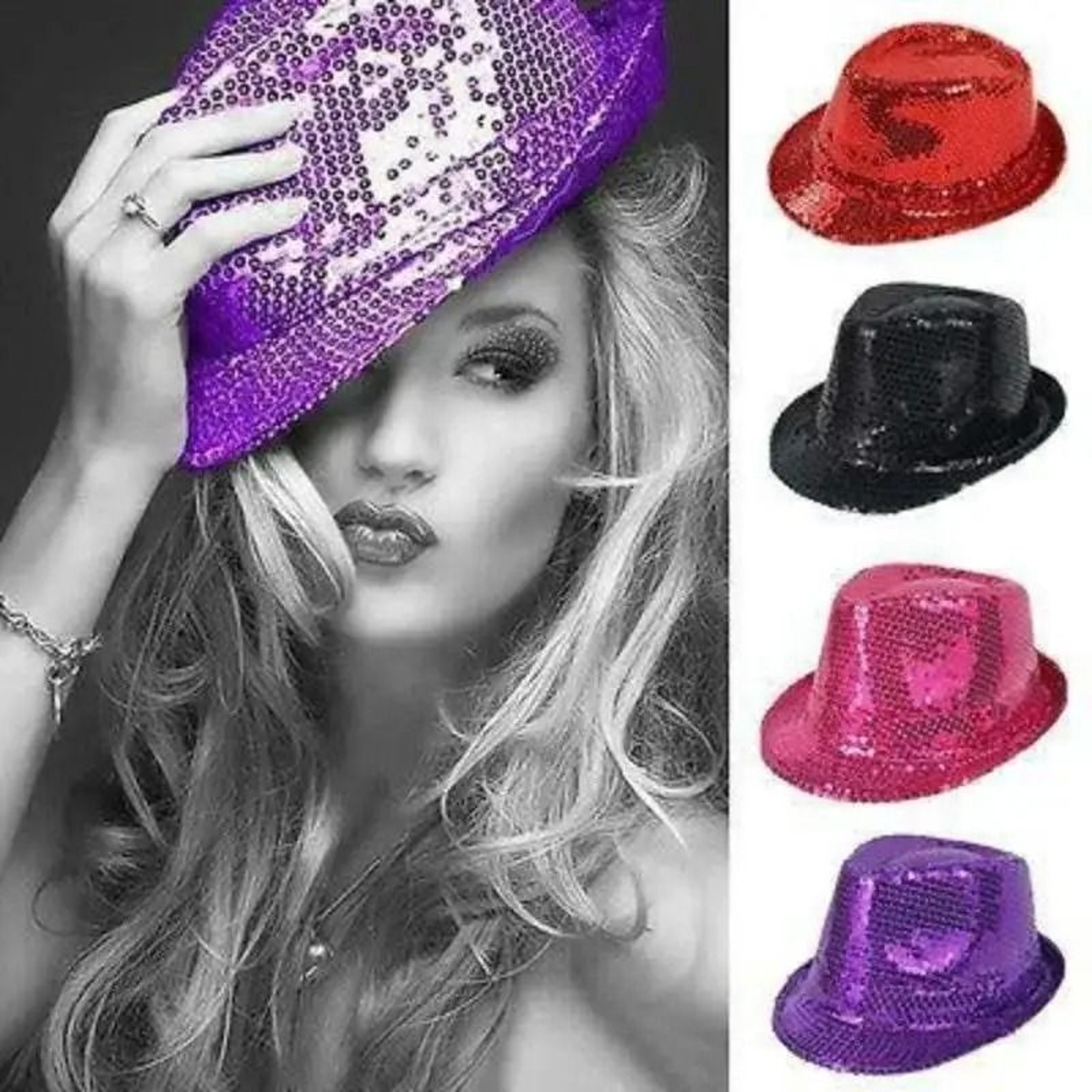Sequined Top Hat Sparkly Jazz Dance Performance Hat For Kids And Adults 0