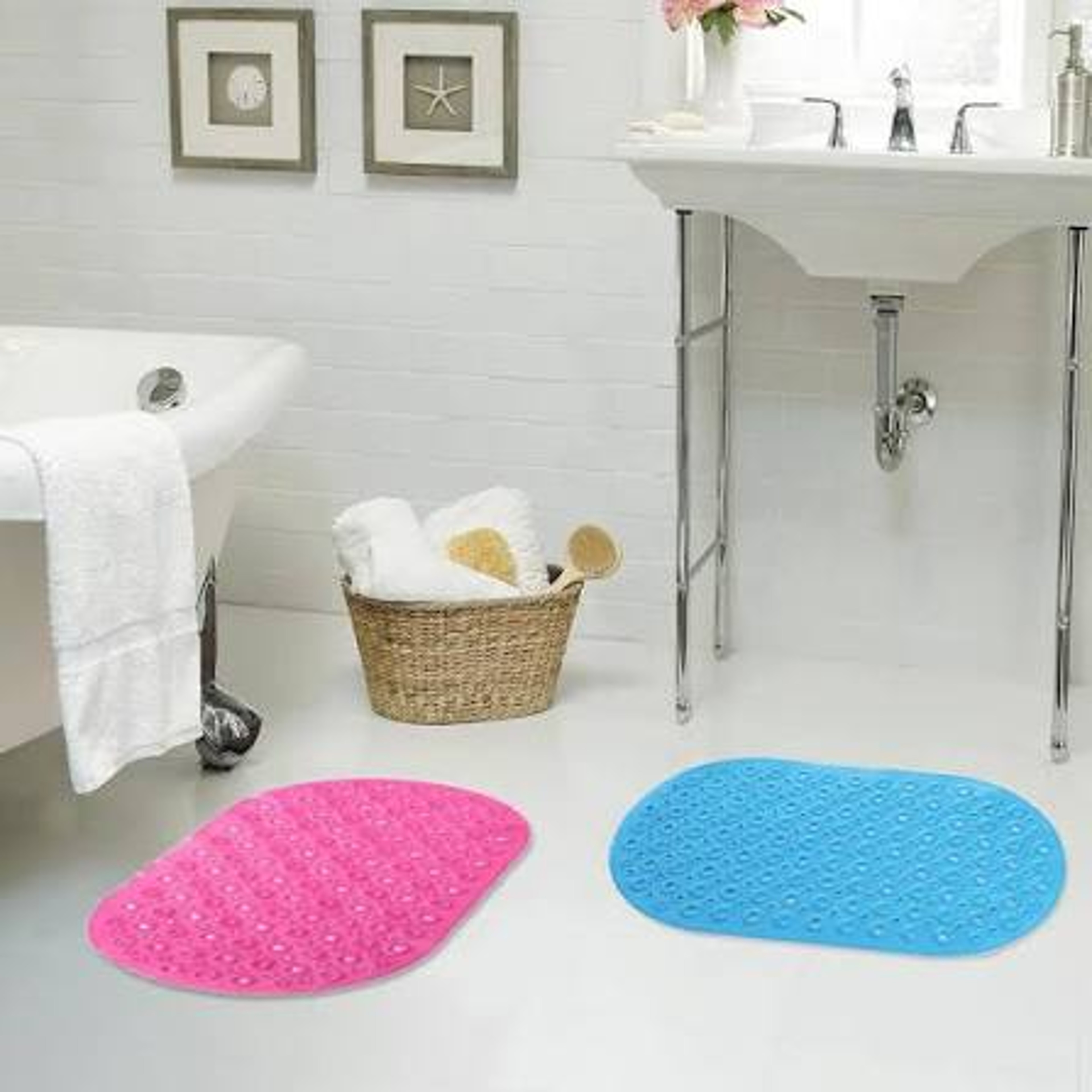 PVC AntiSlip Shower Mat Suction Cup Foot Massage Bathroom Pad 3