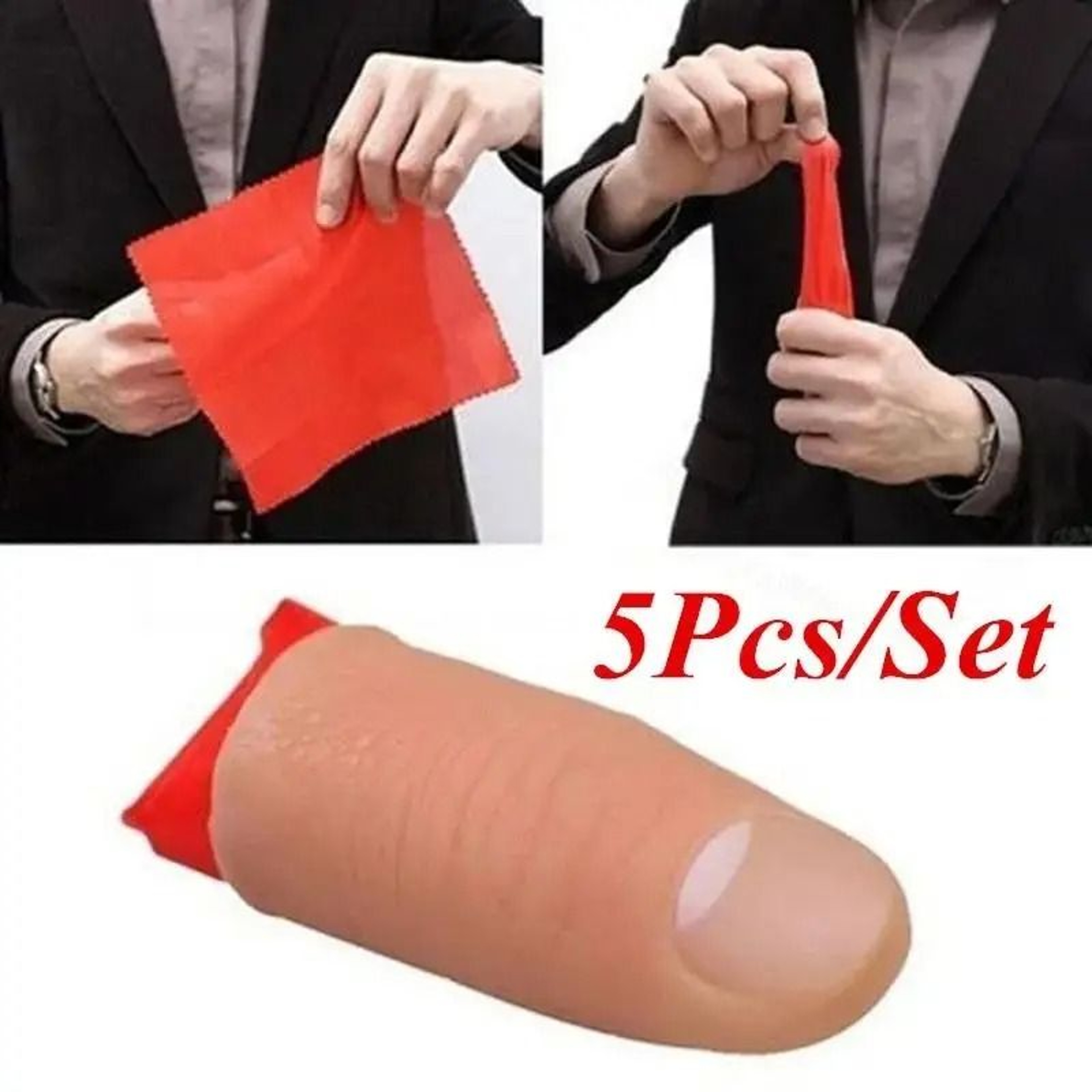 5Piece Soft Magic Thumb Tip Set CloseUp Vanishing Trick Props For Parties And Stage Shows 0
