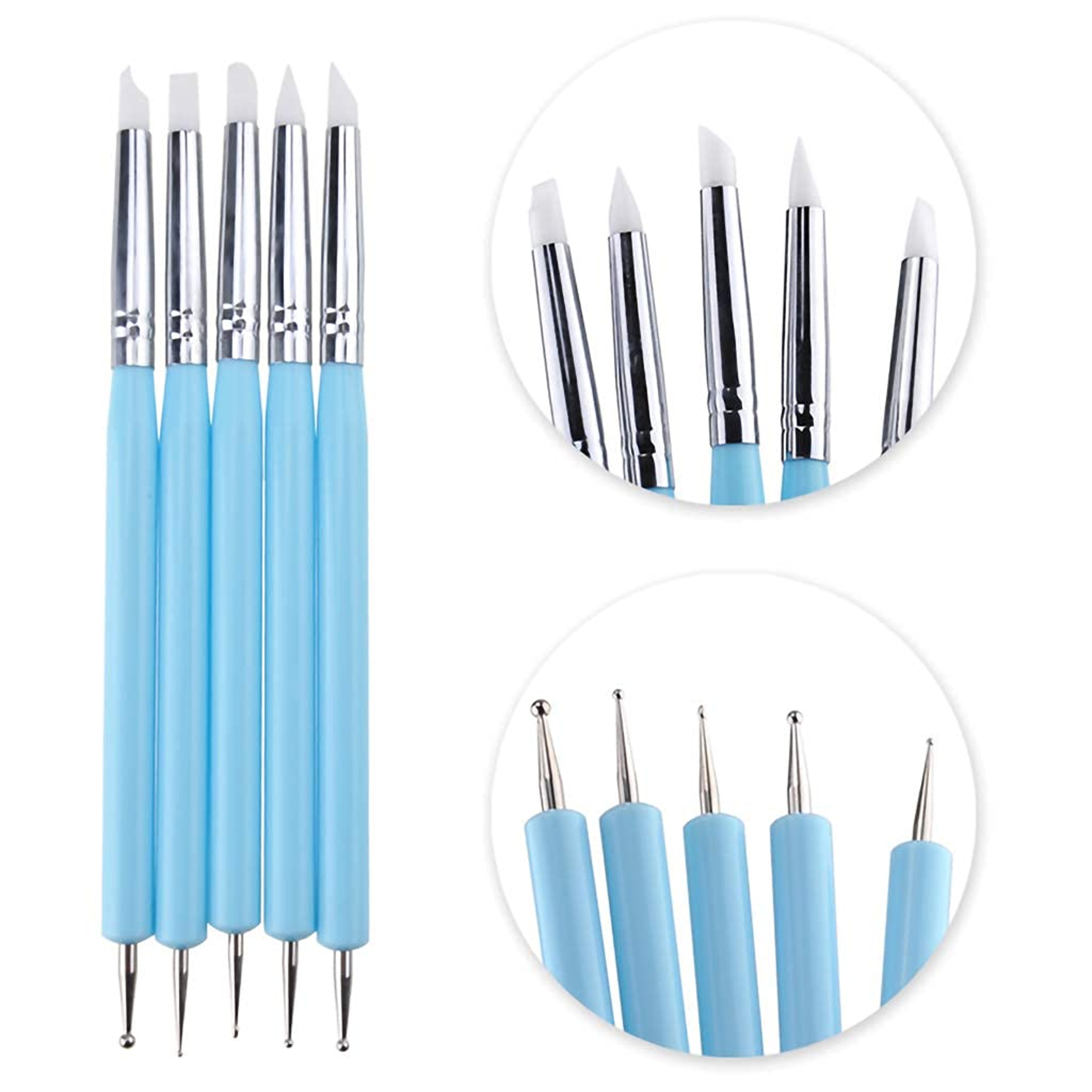 5Piece DoubleEnded Silicone Clay Sculpting Tool Set For Carving Modeling And Nail Art 2