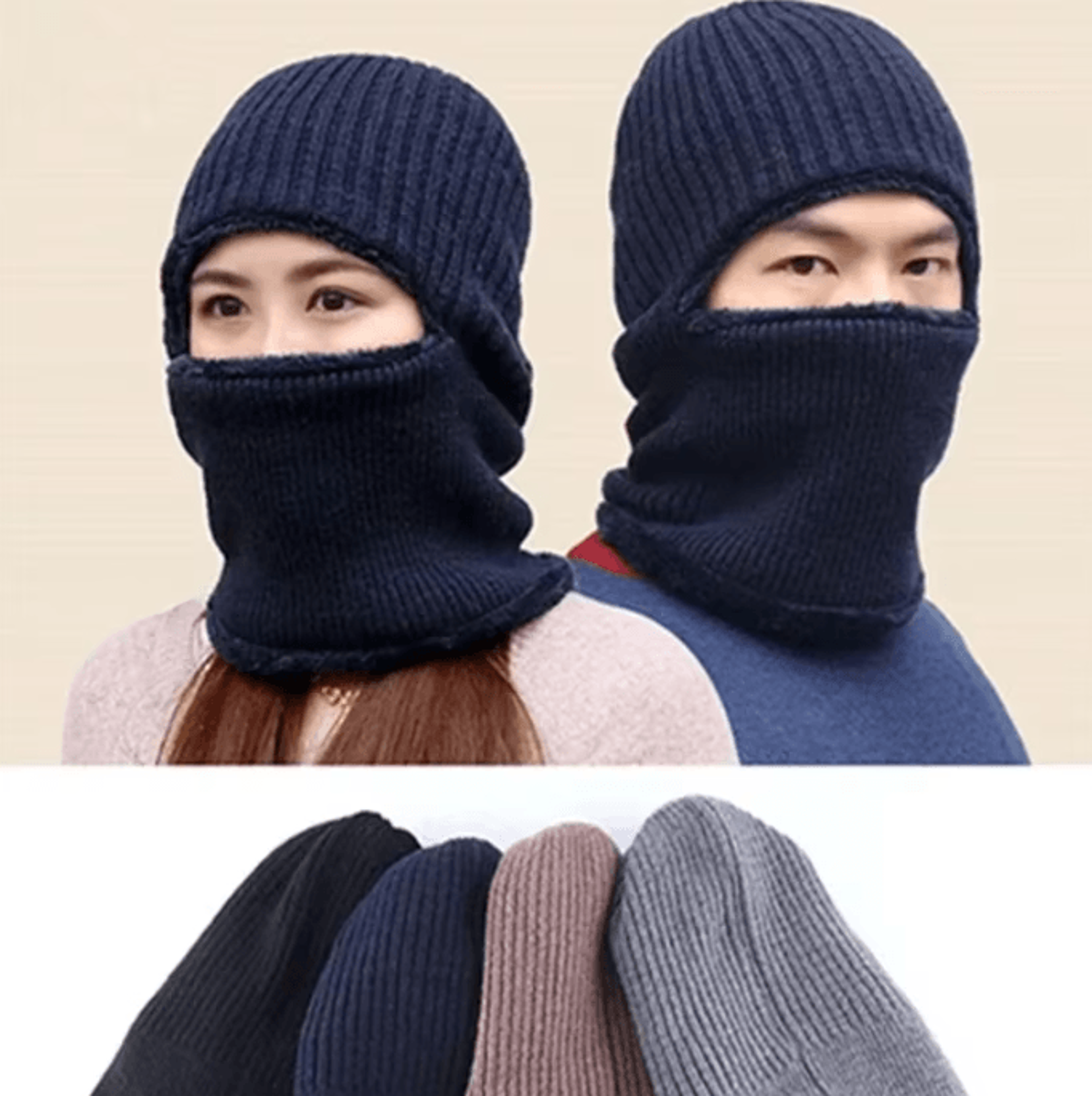 Womens DoubleLayer Fleece Knit Hat Warm Solid Color Winter Beanie For Cold Weather 0