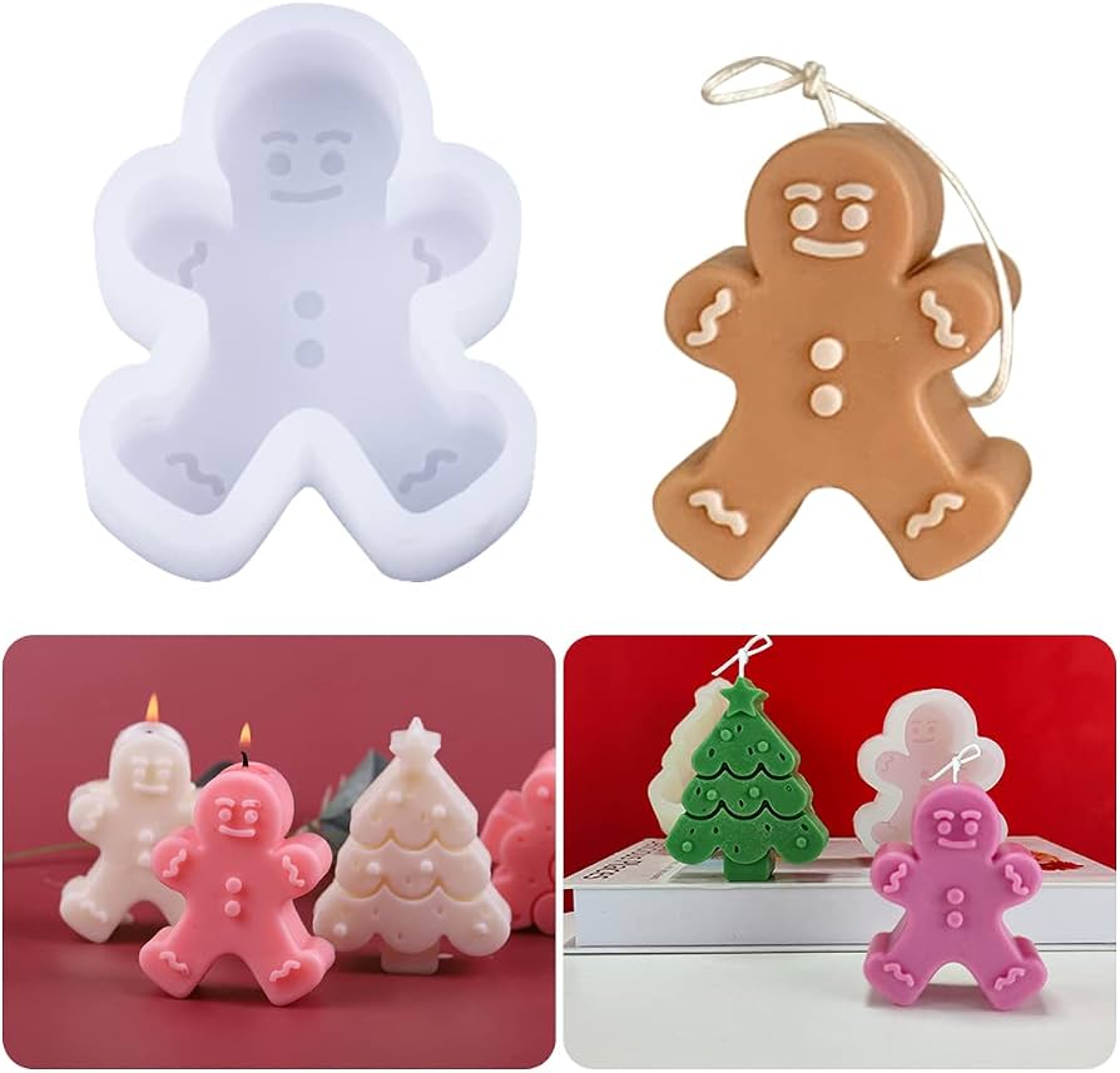 Gingerbread Man Silicone Mold Christmas Candle Soap And Resin Craft Mold 2