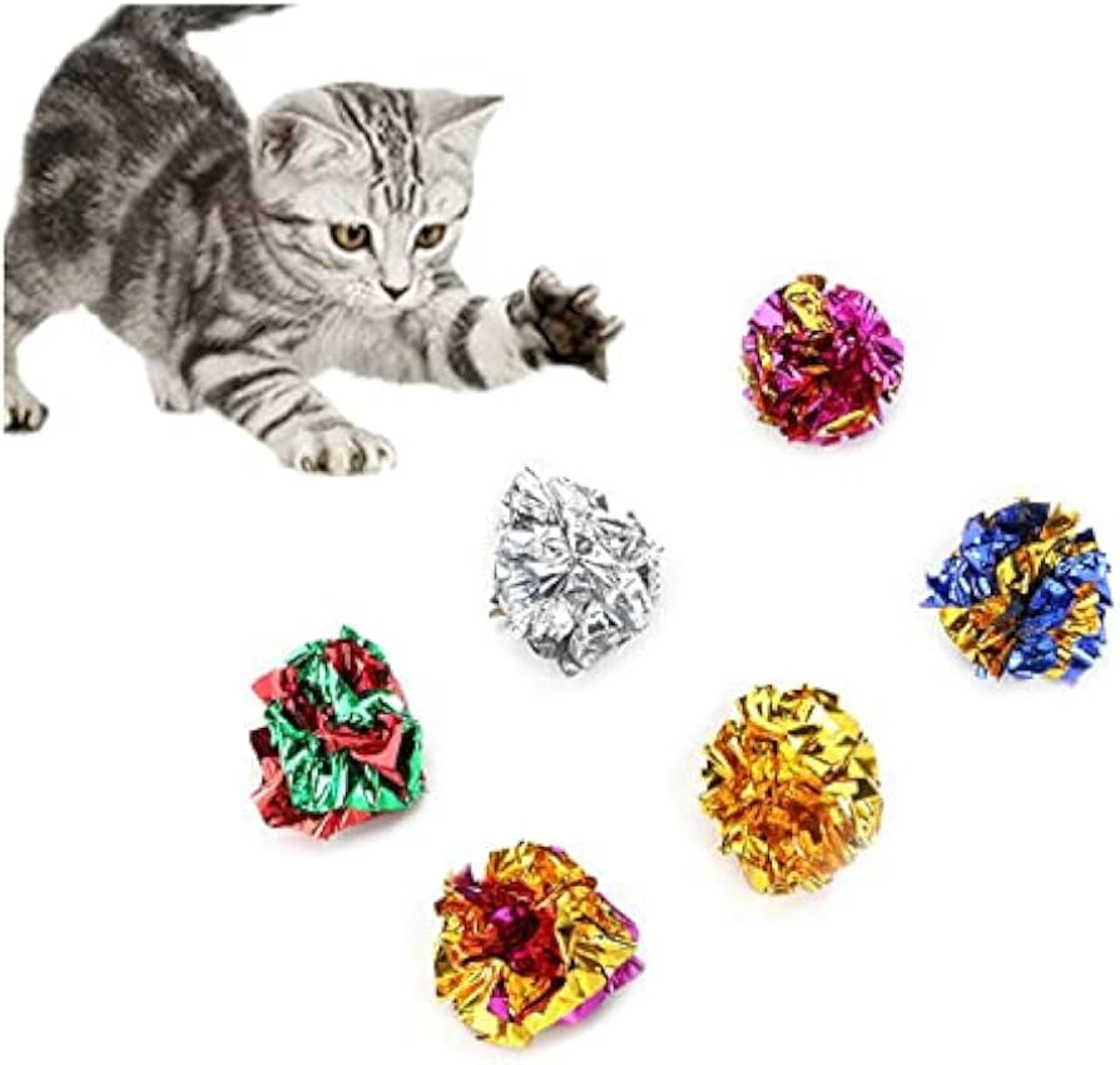 6Piece Mylar Crinkle Cat Toy Balls Lightweight Crackle Toys For Kittens And Cats 1
