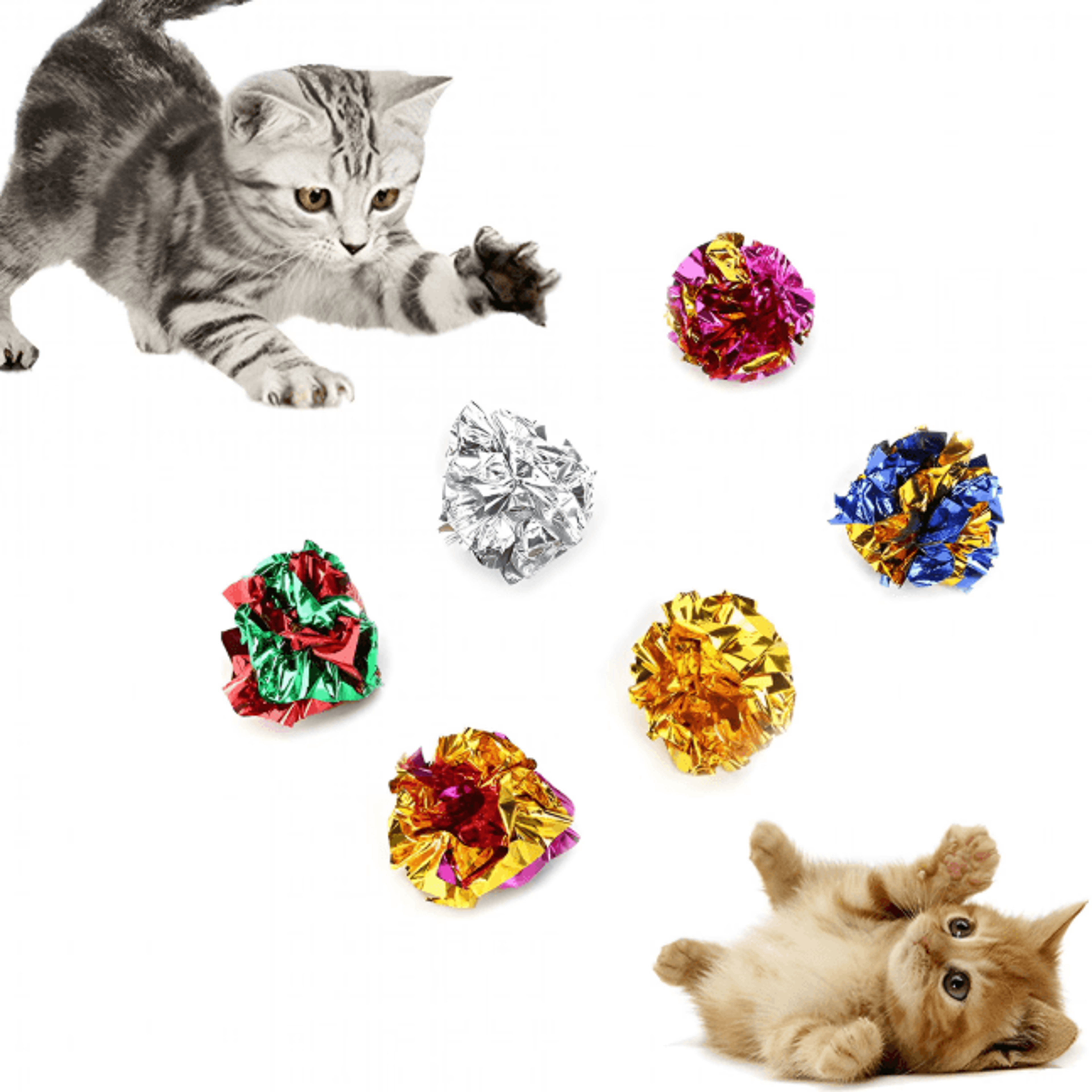 6Piece Mylar Crinkle Cat Toy Balls Lightweight Crackle Toys For Kittens And Cats 4