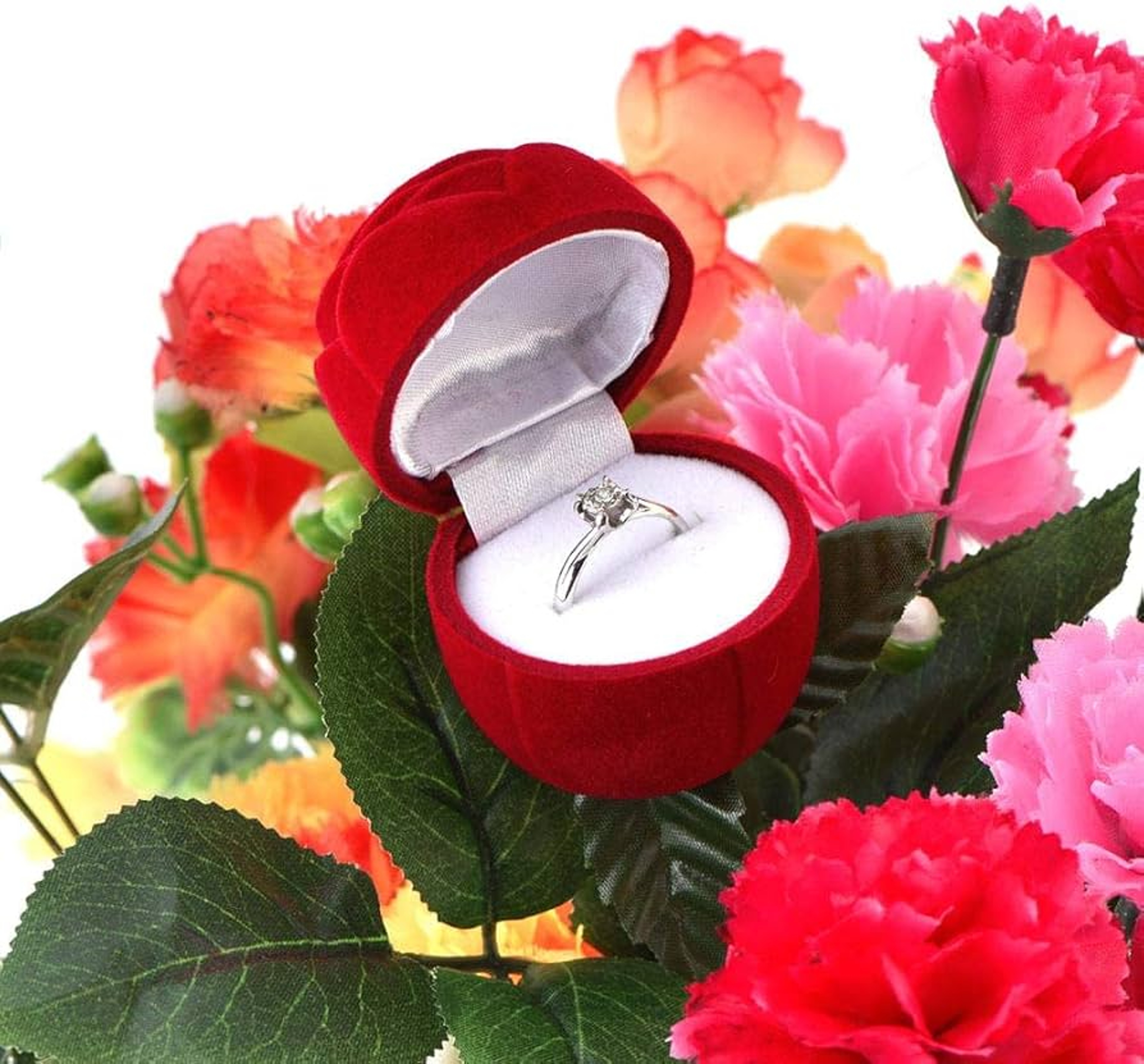 3D Red Rose Ring Box Portable Jewelry Gift Case For Rings And Earrings 3