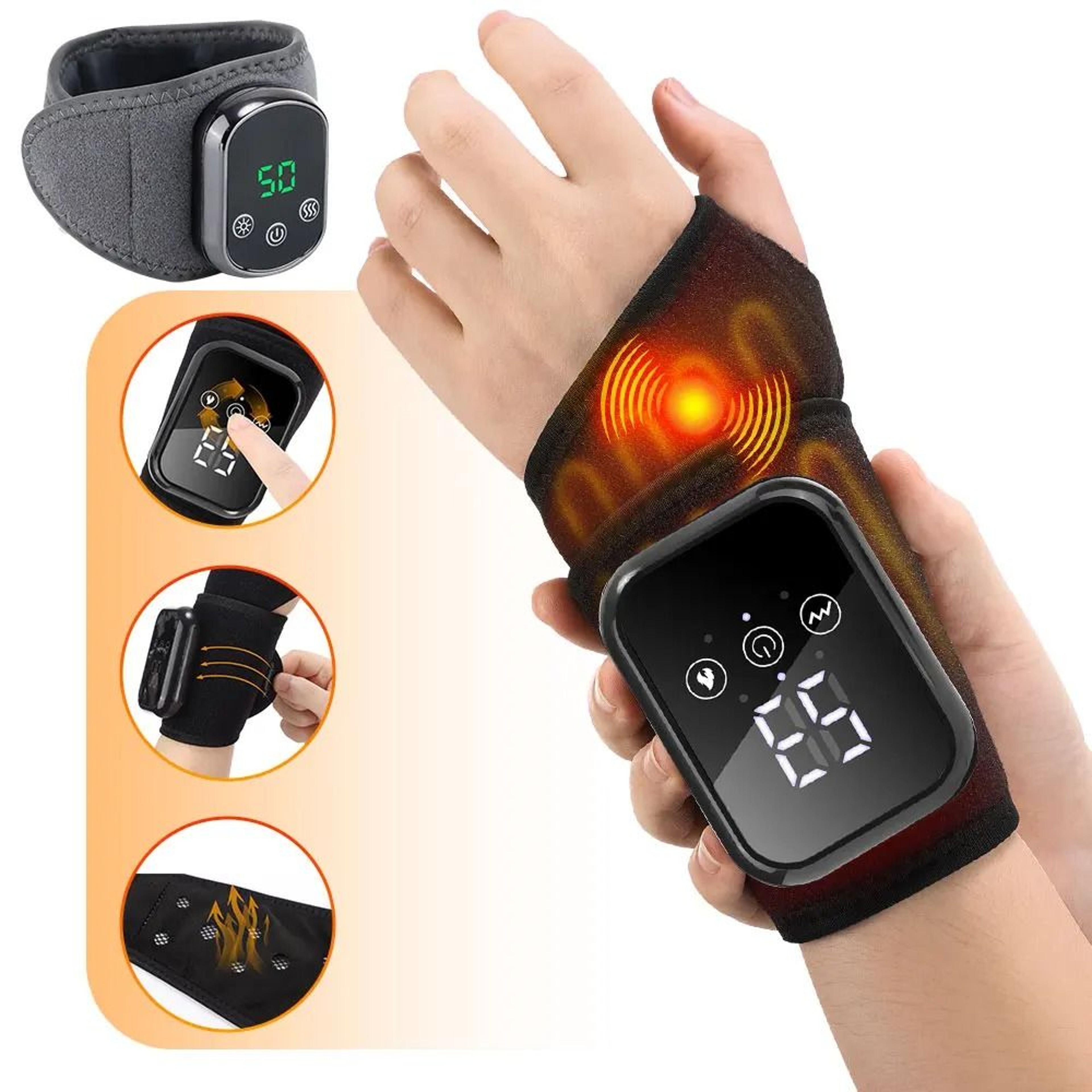 Rechargeable Heated Wrist Massager With Vibration Wrap 8
