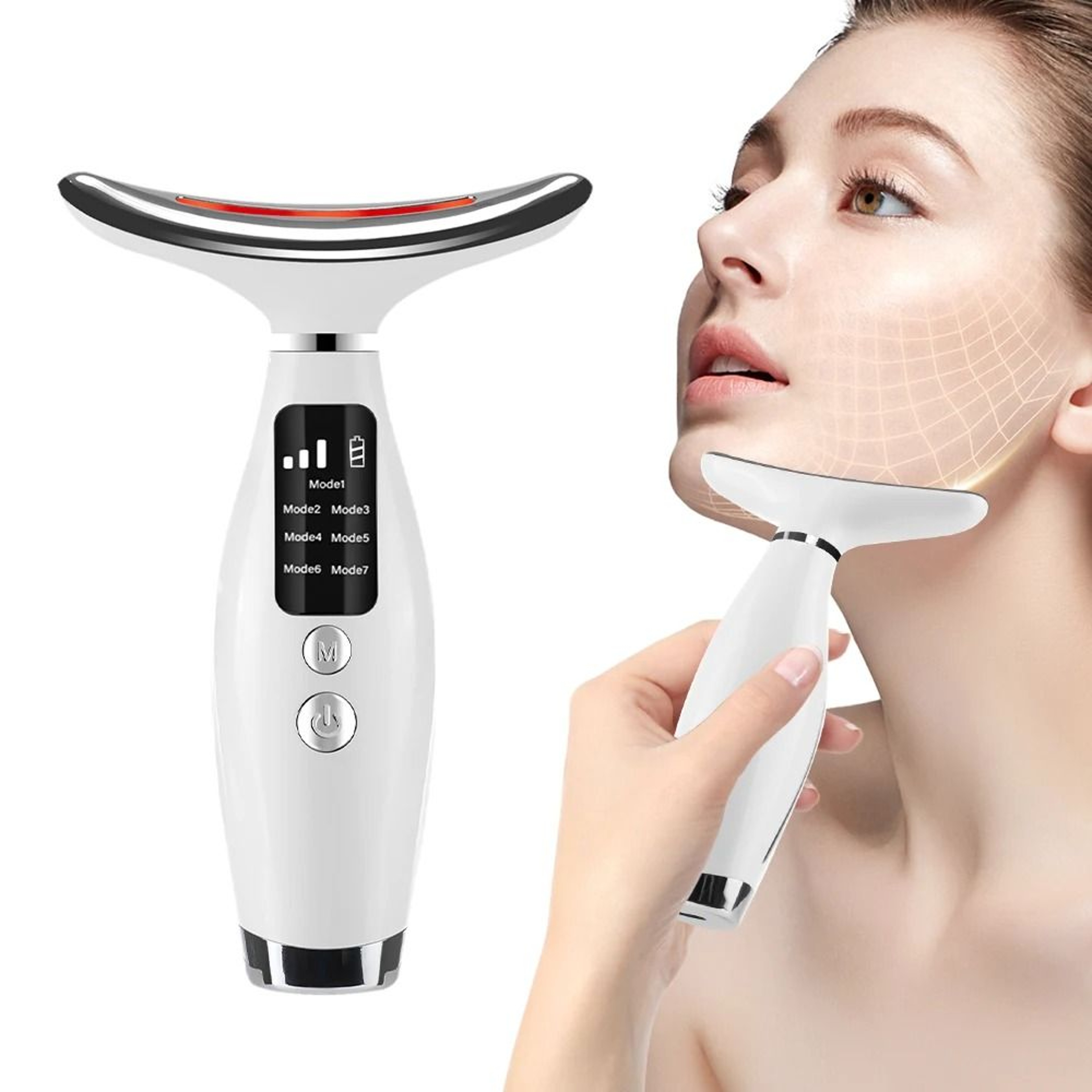 7Color LED Face And Neck Massager With Heat And Vibration 0