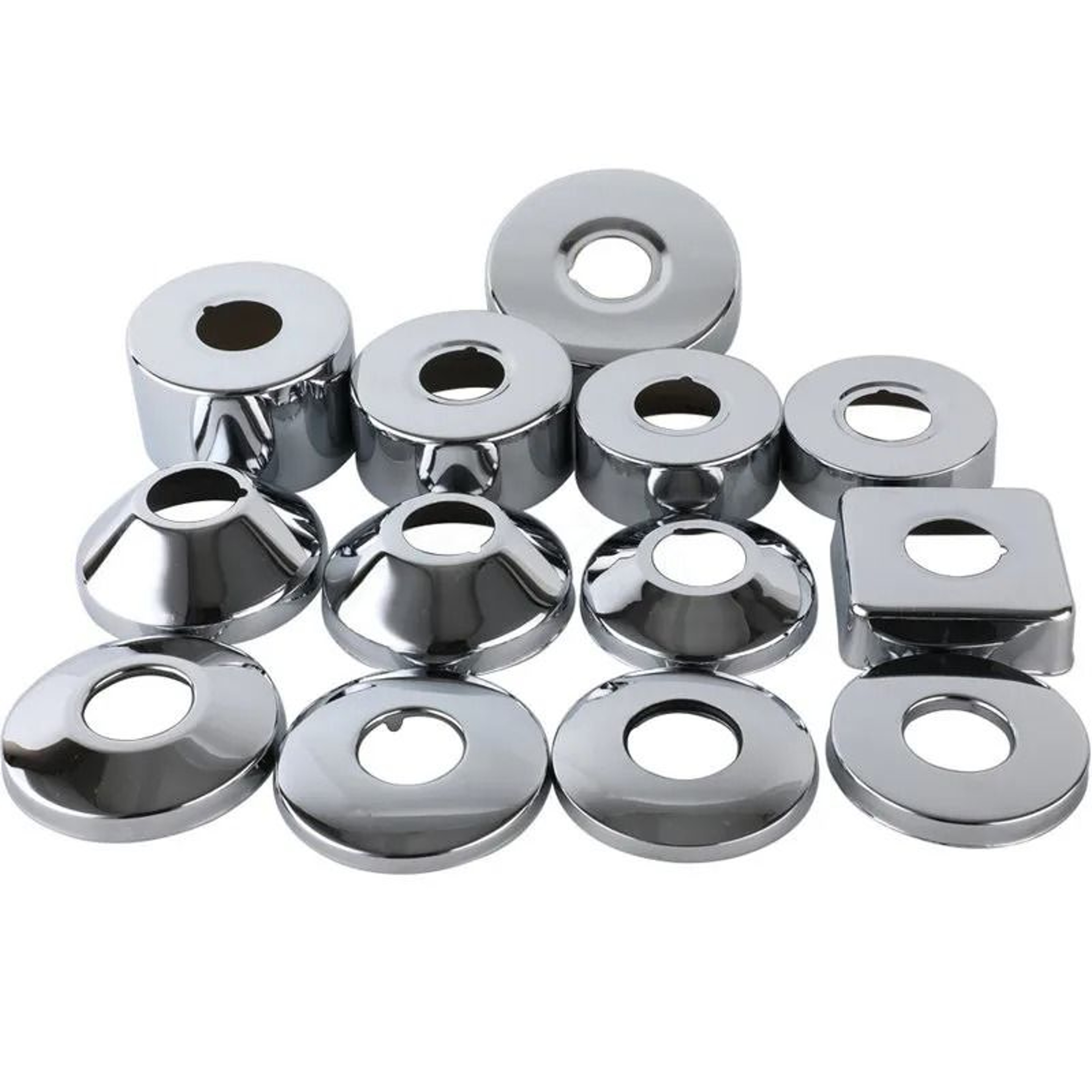 2PC Stainless Steel Faucet Decorative Cover Water Pipe Wall Cover 24