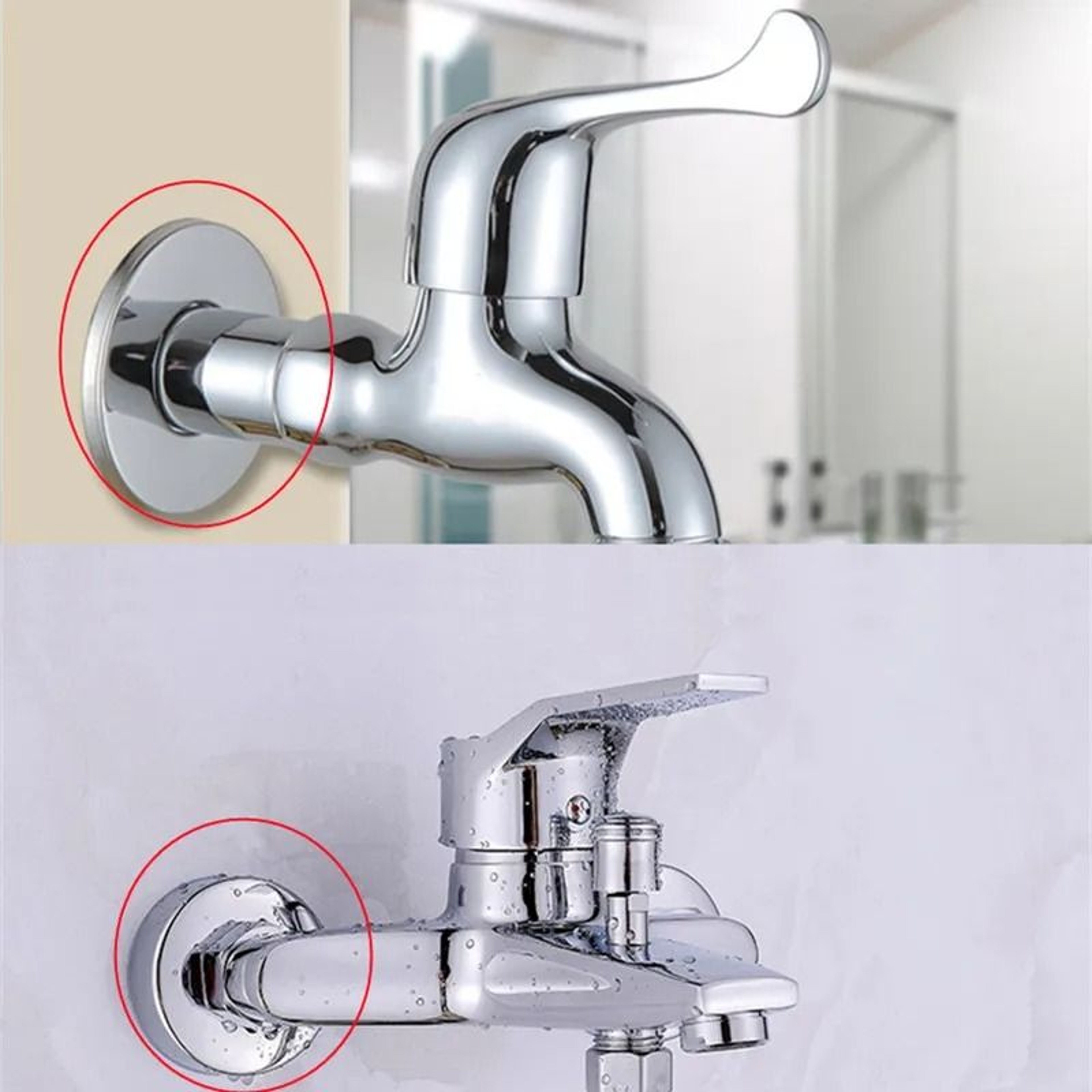 2PC Stainless Steel Faucet Decorative Cover Water Pipe Wall Cover 29