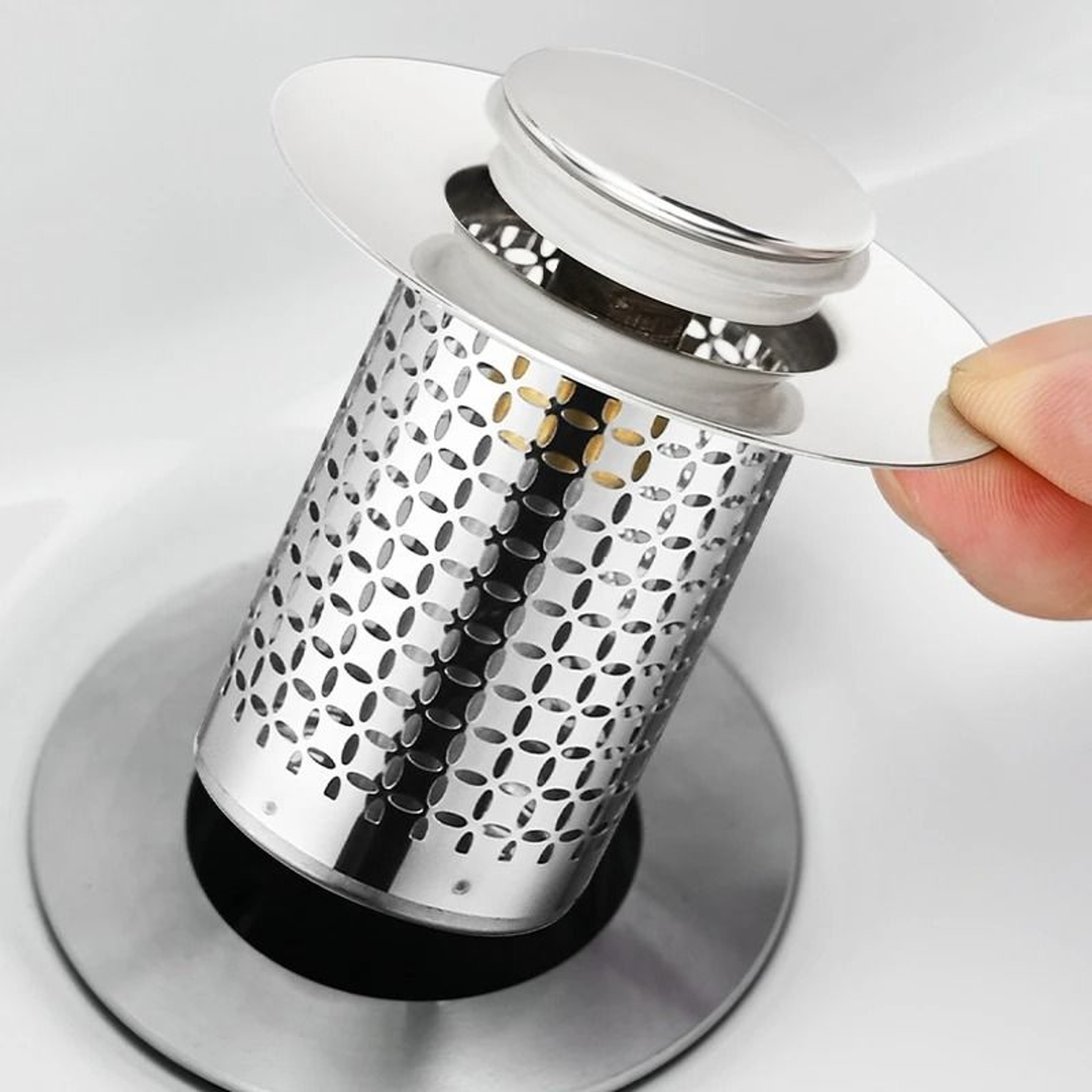 Stainless Steel Pop Up Sink Stopper Hair Catcher Drain Filter 8