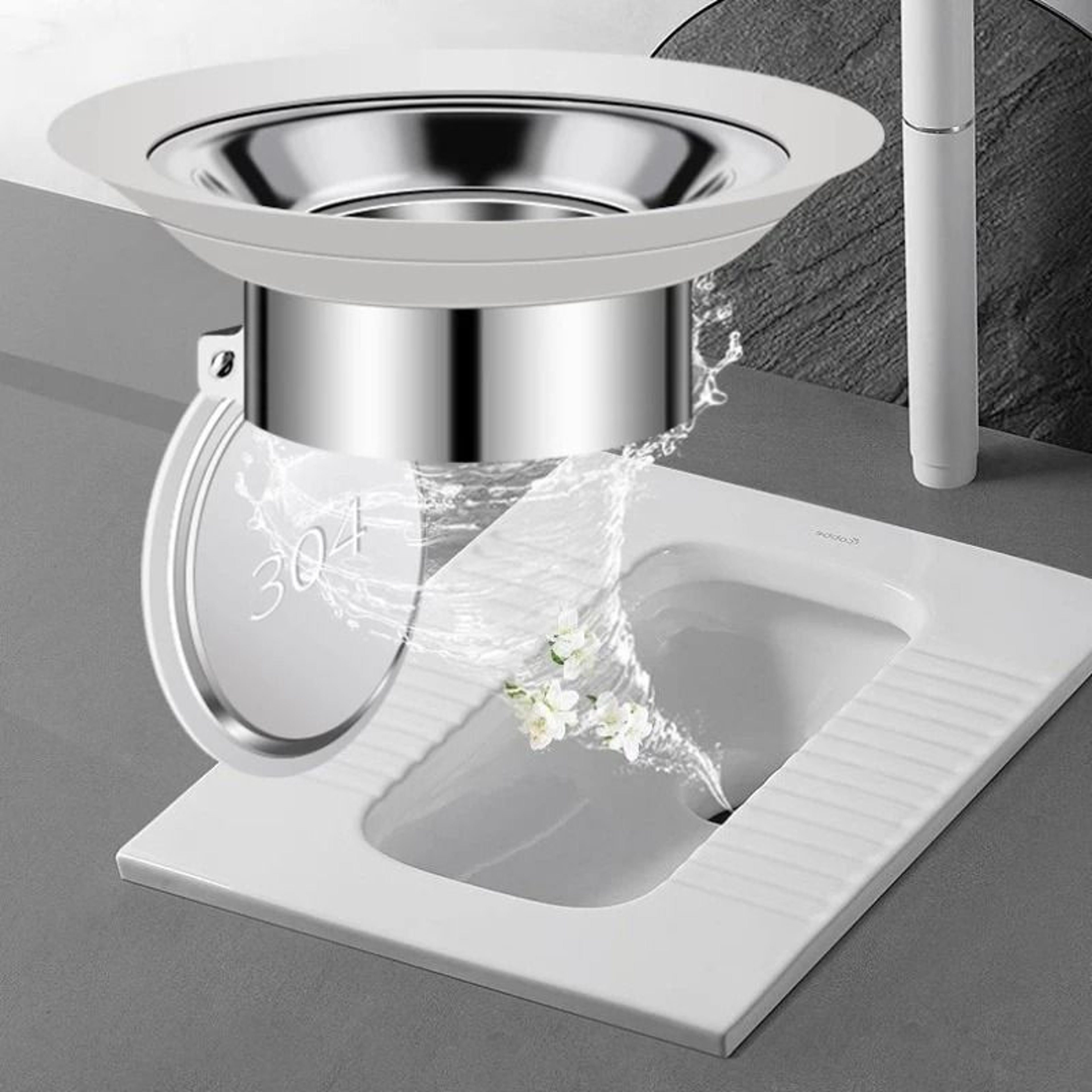 Stainless Steel Squat Toilet AntiOdor Drain Plug 0