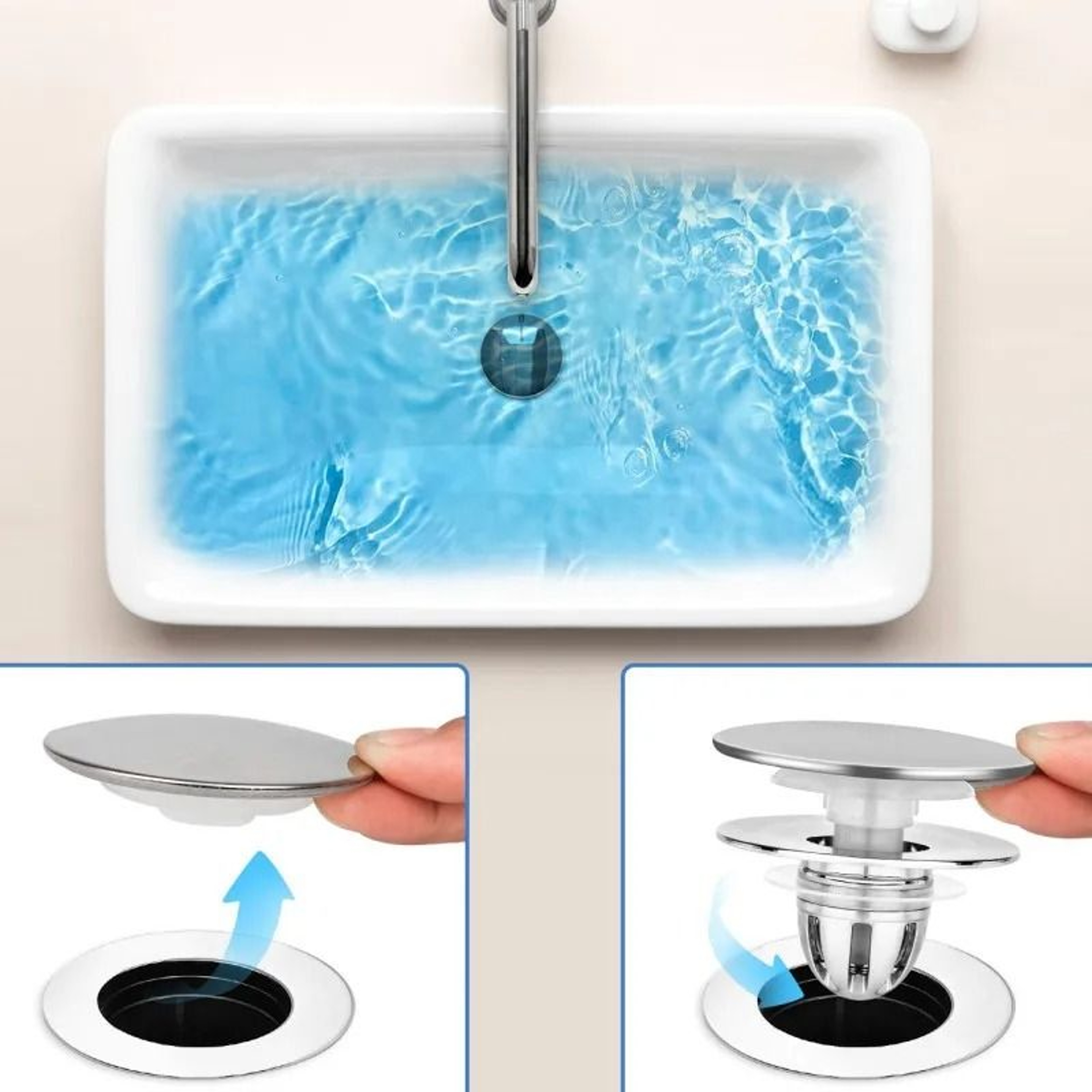 Universal PopUp Sink Stopper With Hair Catcher 6