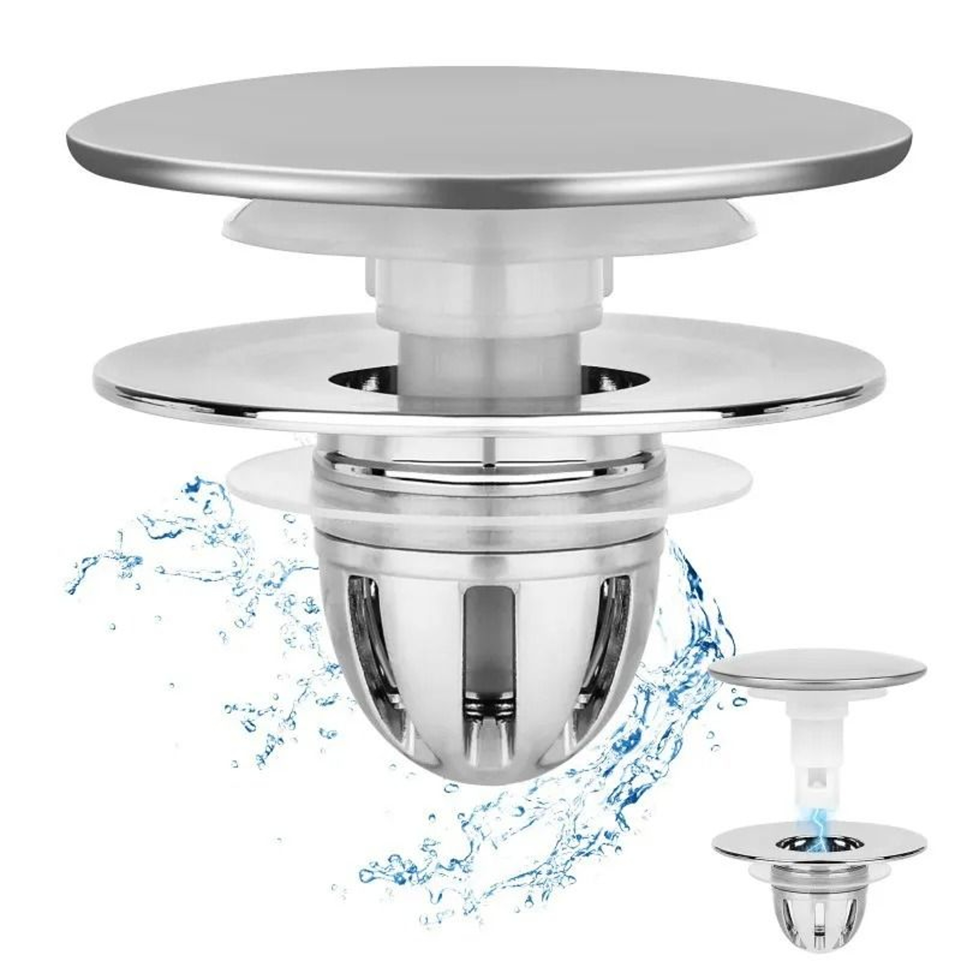 Universal PopUp Sink Stopper With Hair Catcher 0