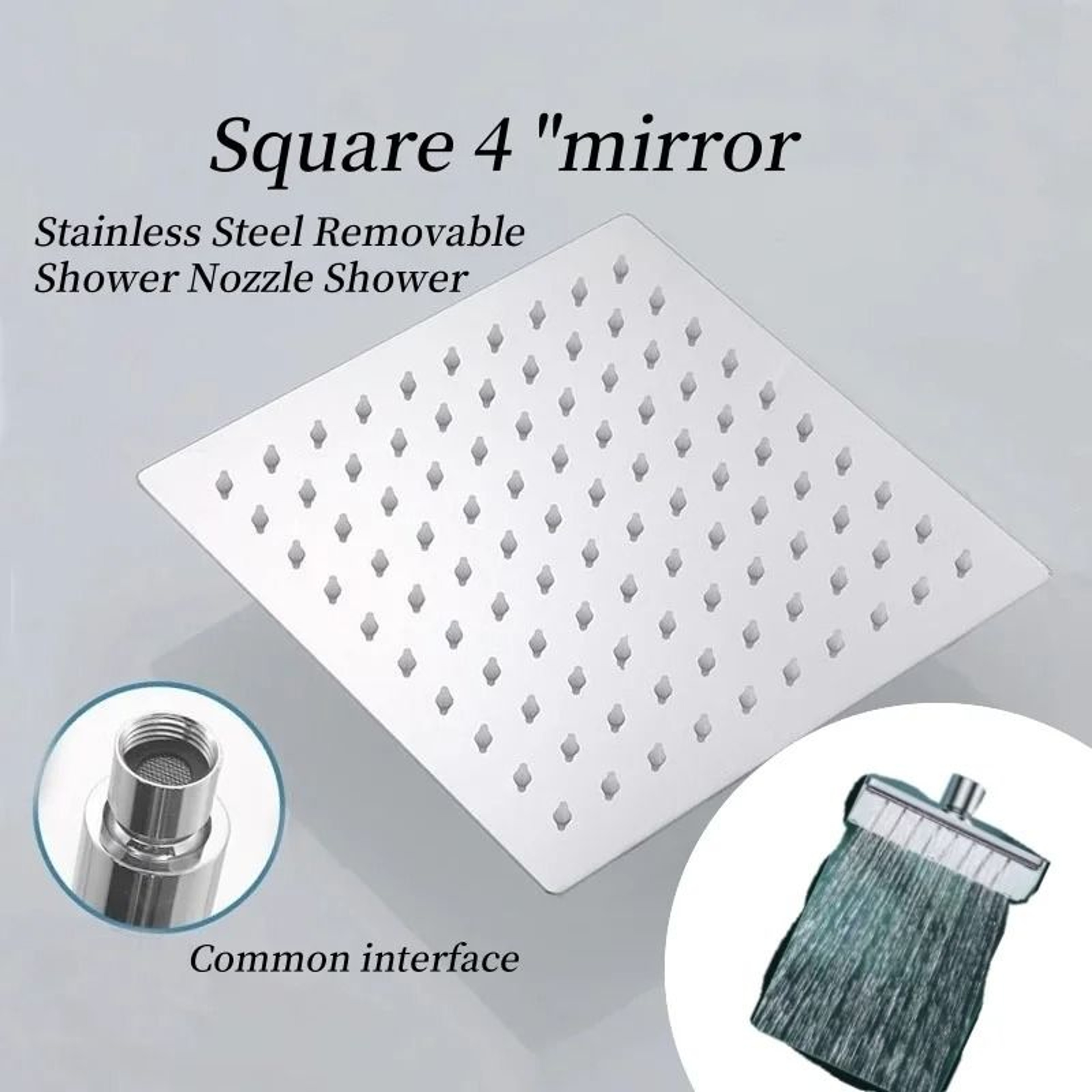 Stainless Steel Square Rainfall Shower Head 3
