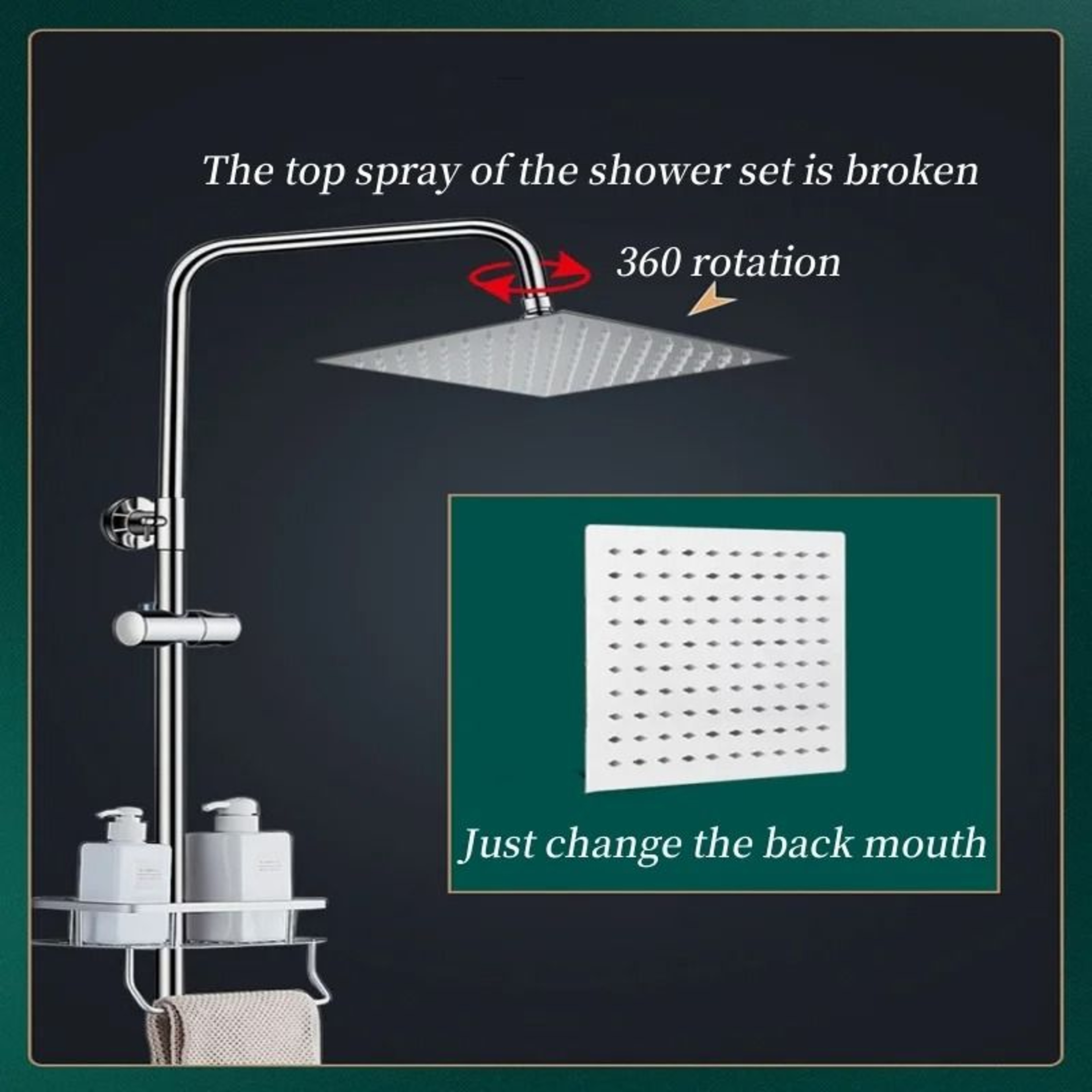 Stainless Steel Square Rainfall Shower Head 5