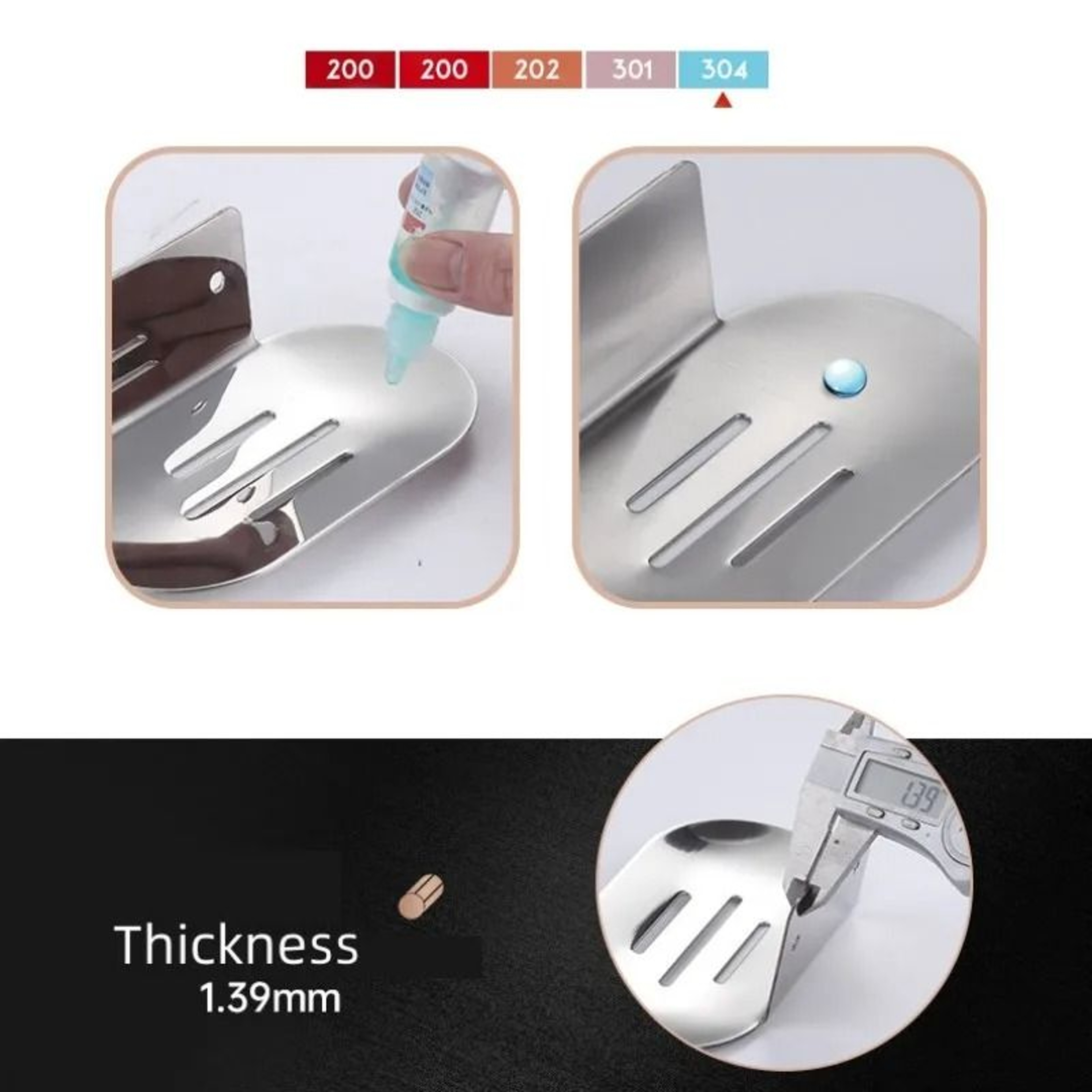NoDrill Stainless Steel Shower Soap Holder 7