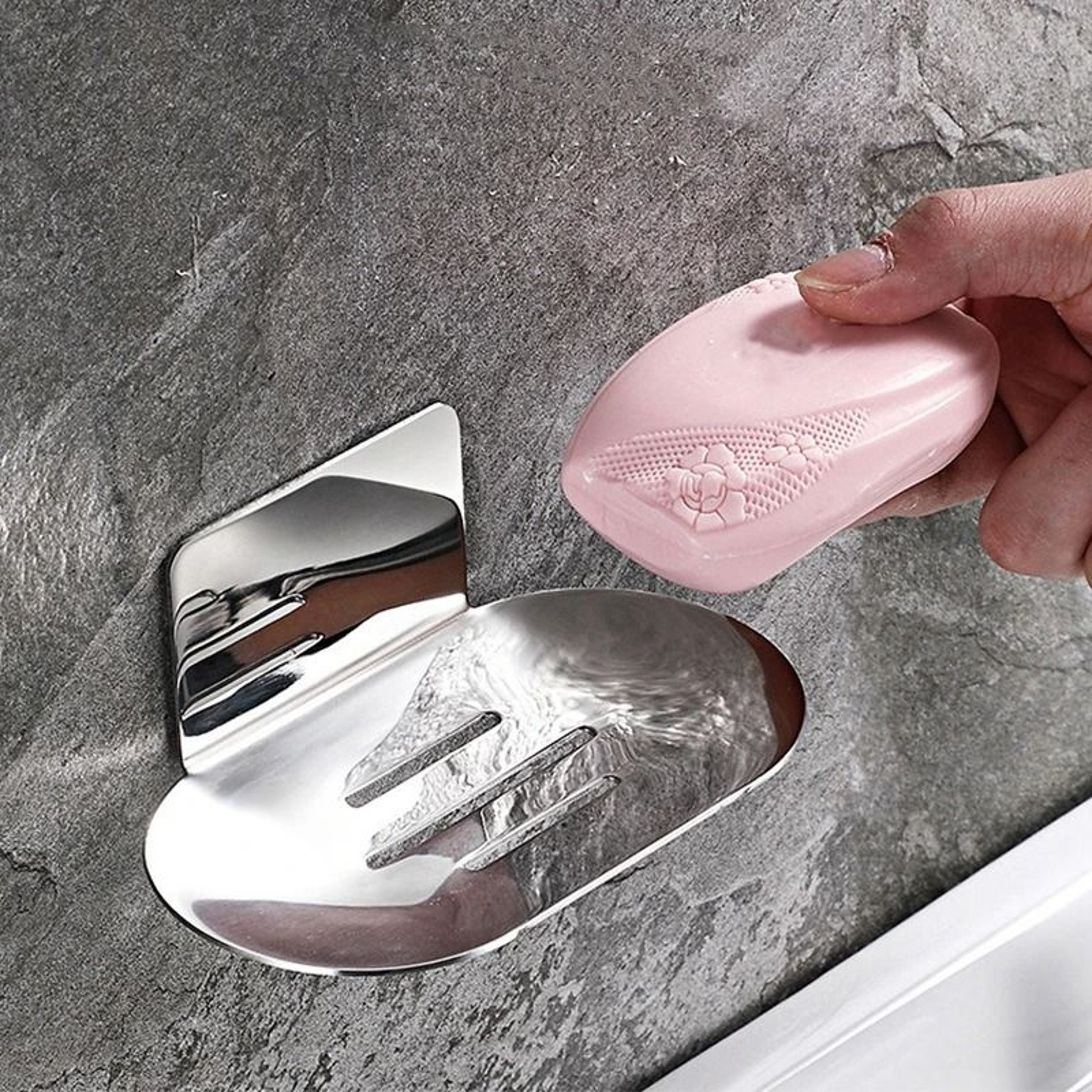 NoDrill Stainless Steel Shower Soap Holder 5