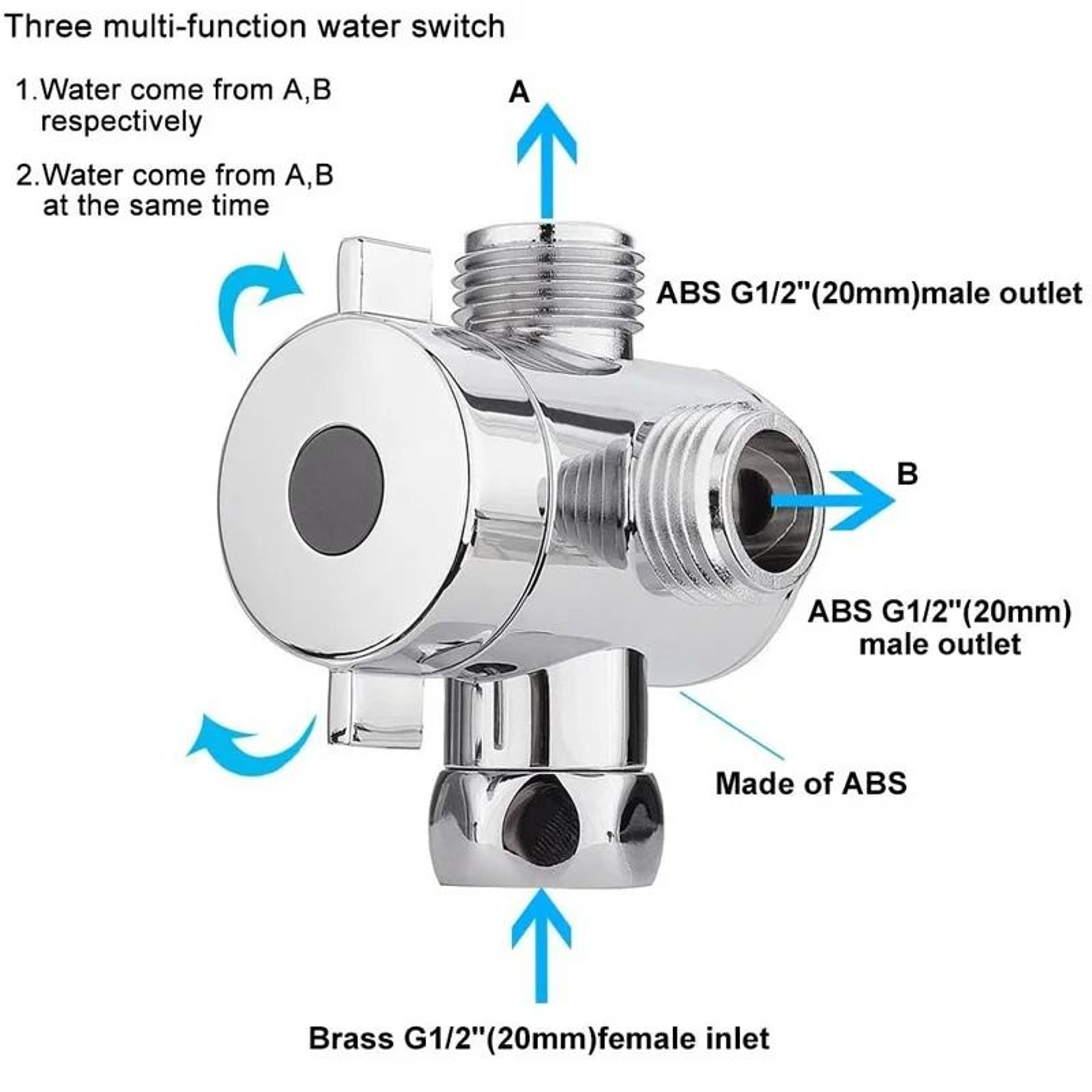 G12 ABS 3Way Shower Diverter Valve 4