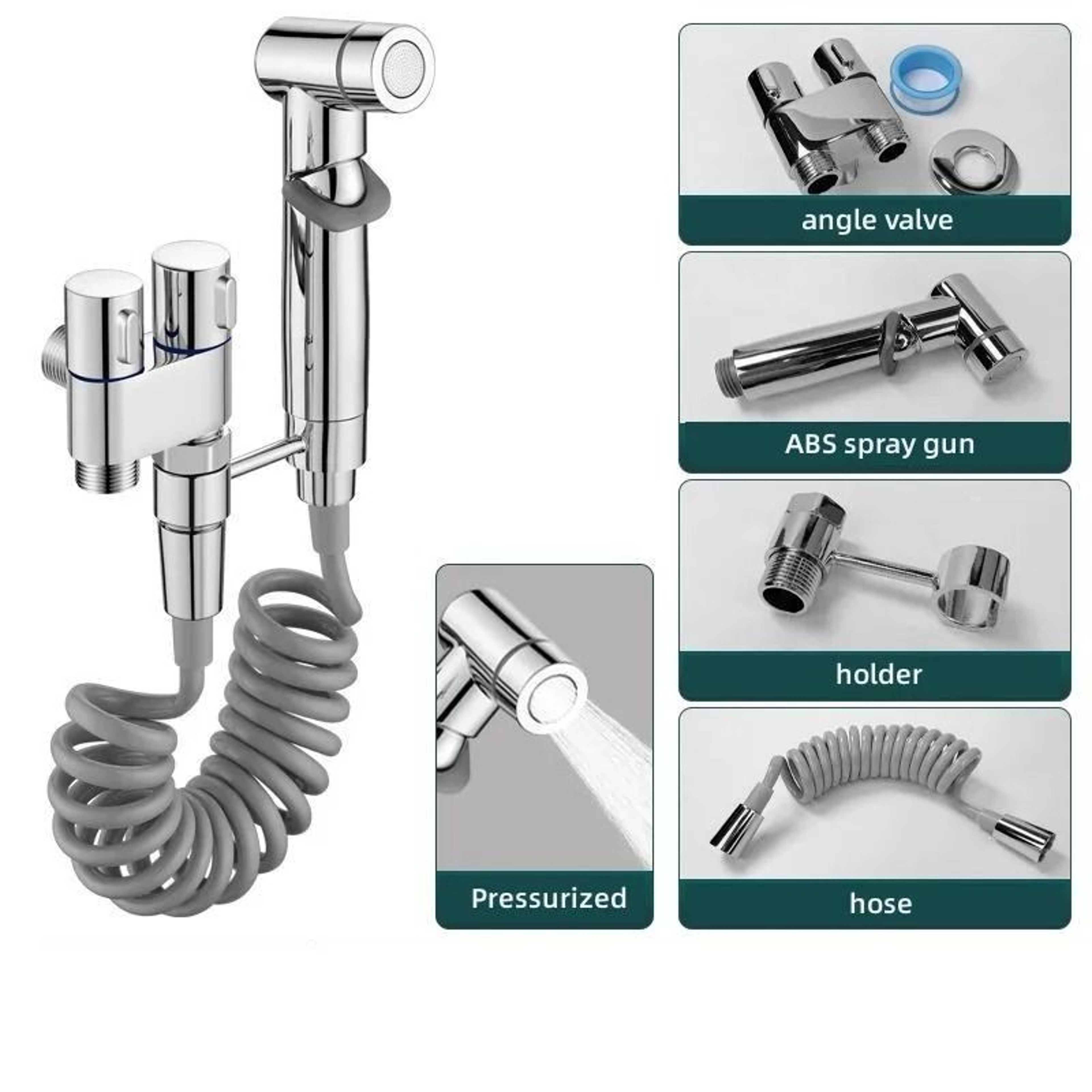 Handheld Bidet Sprayer Set With Dual Outlet Angle Valve 2