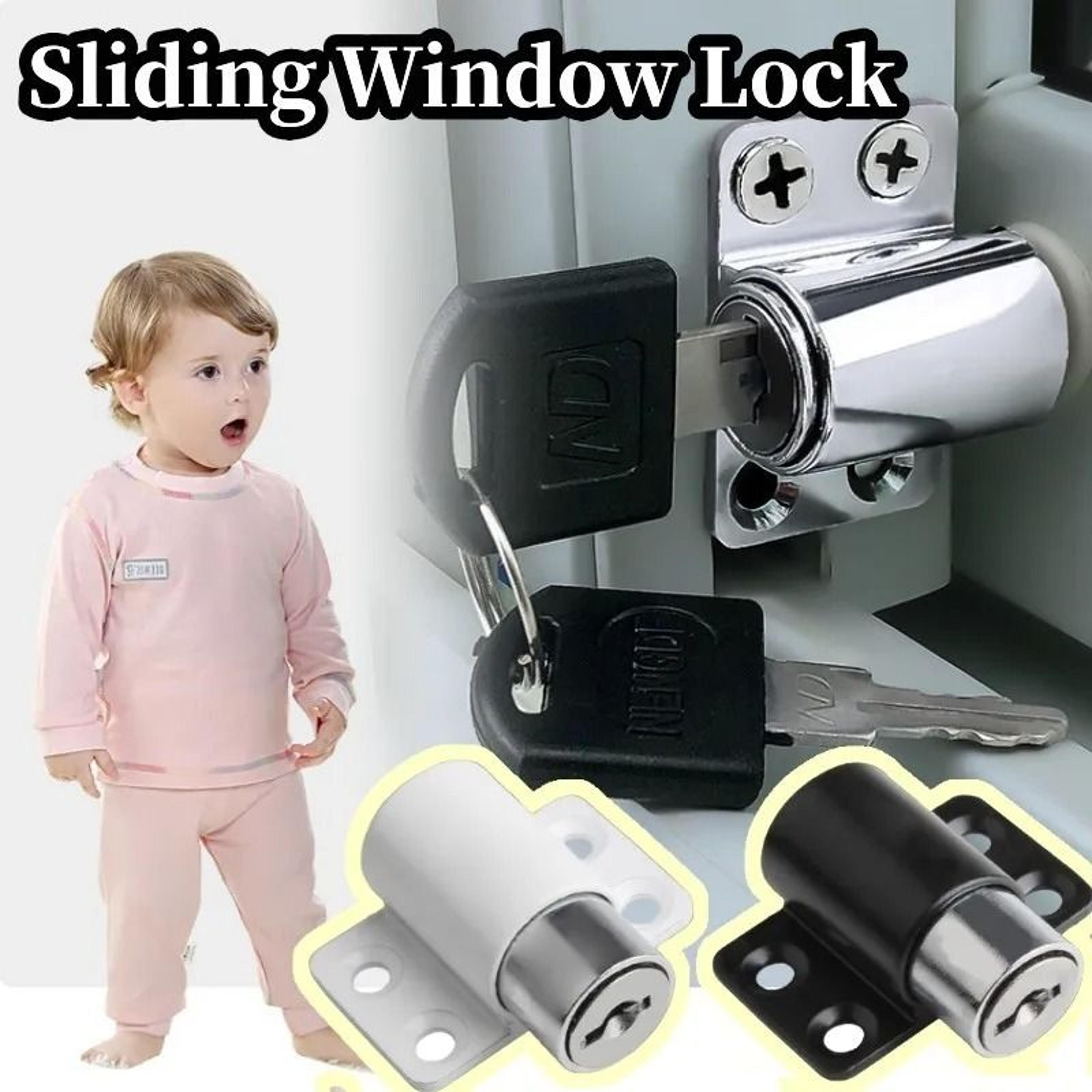 Adjustable Aluminum Sliding Window Safety Lock And Stopper 0