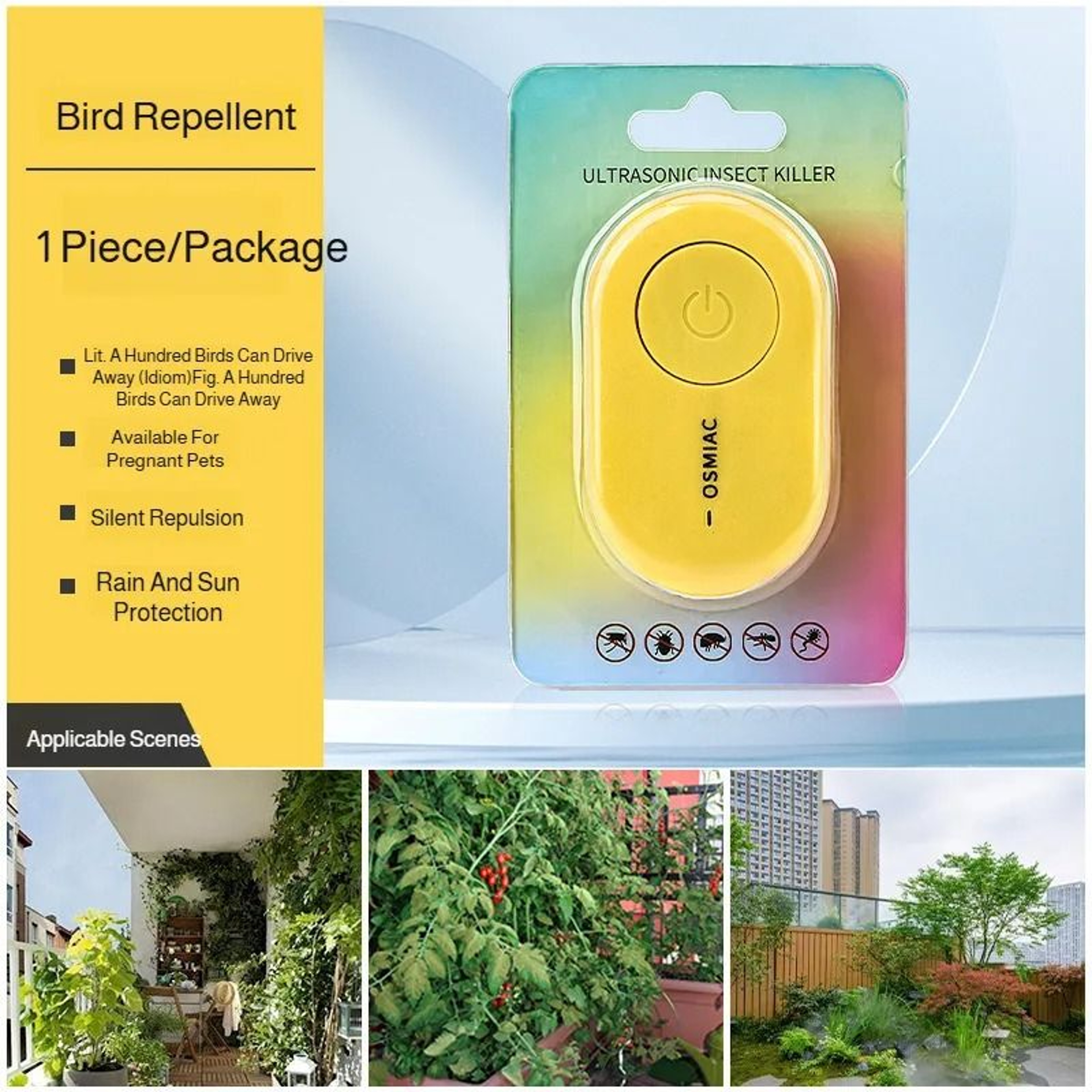 Portable 3Mode Ultrasonic Insect And Bird Repeller 7