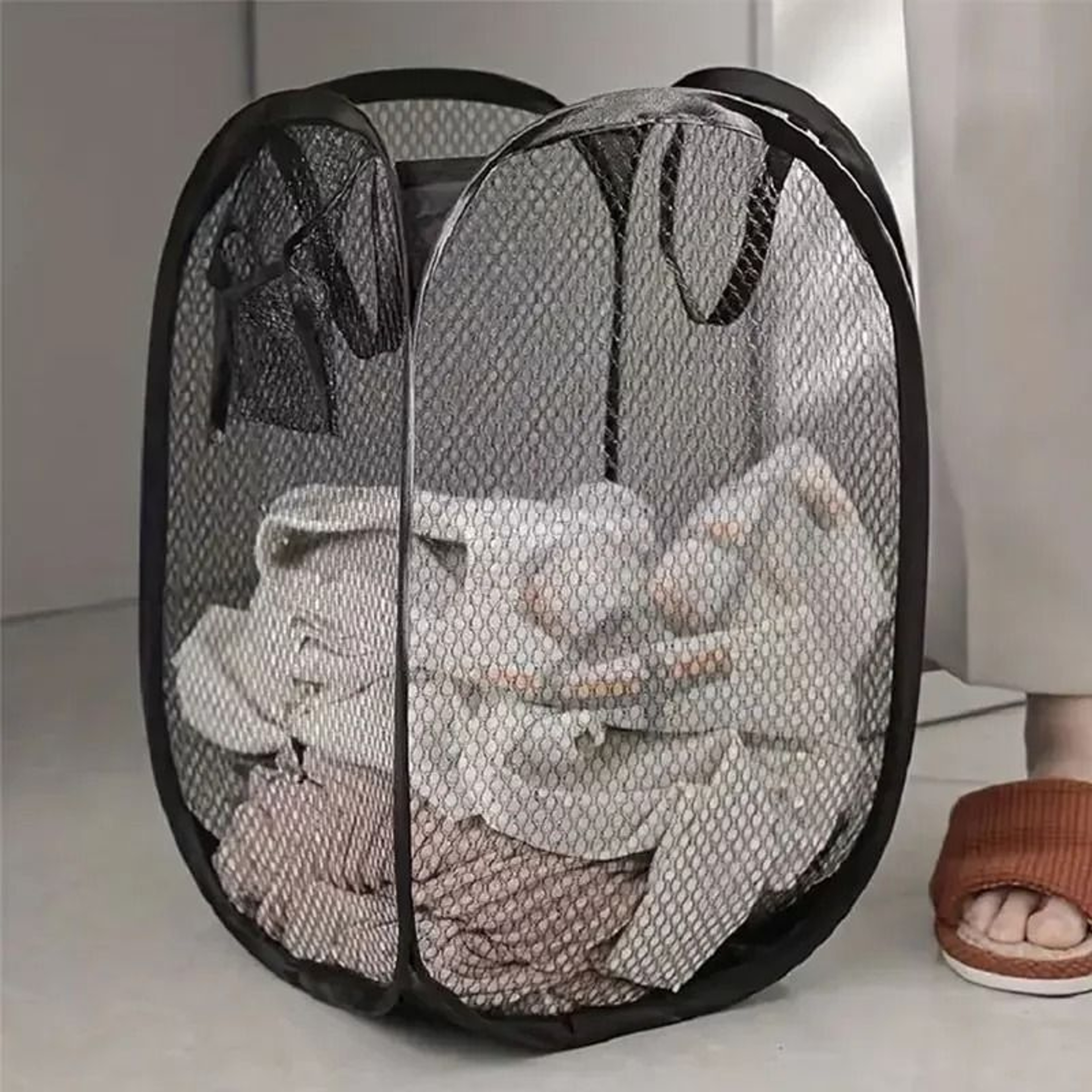 Large Foldable Mesh Laundry Basket For Dirty Clothes And Storage 0