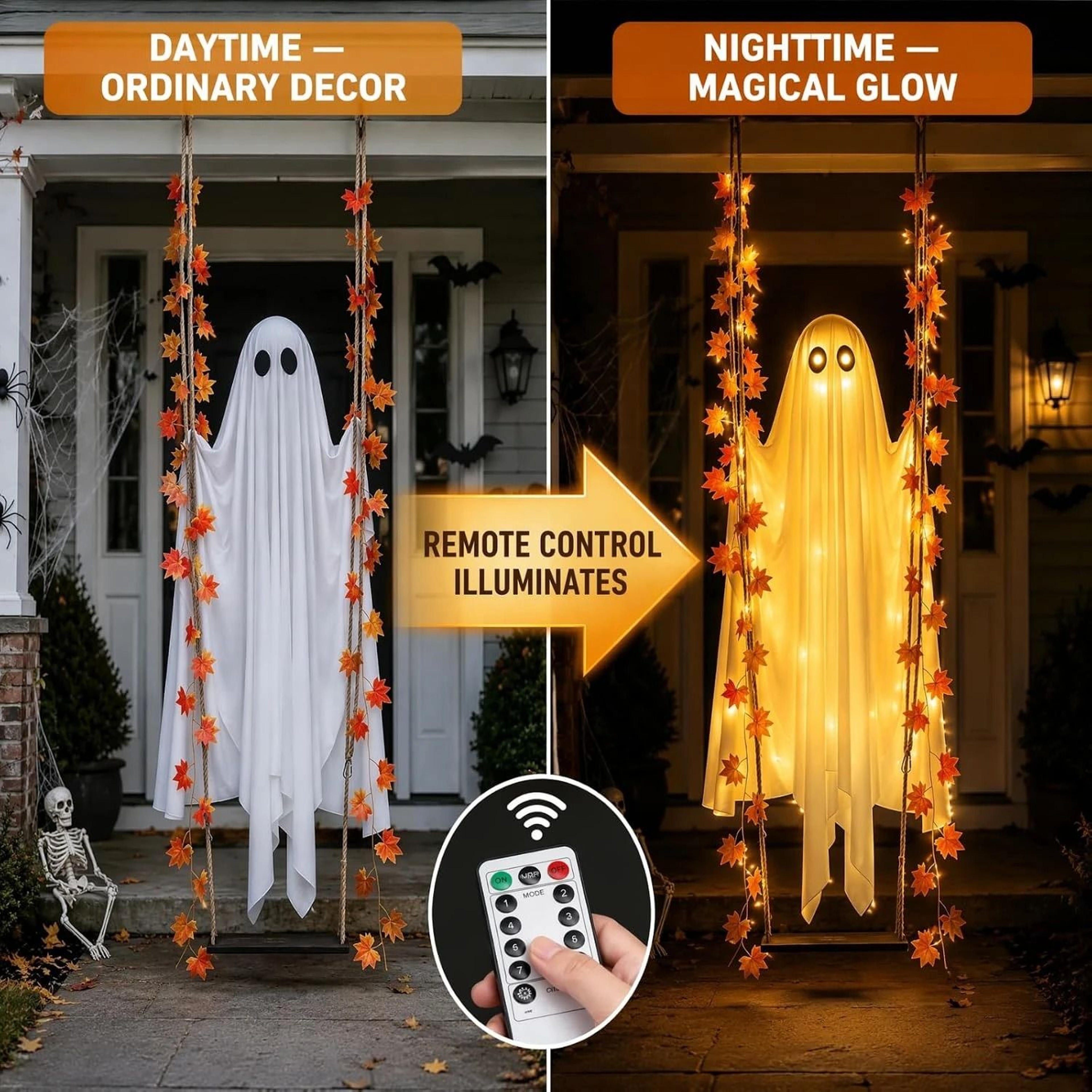 LED Hanging Swing Ghost With Remote Control For Halloween Yard Decor 4