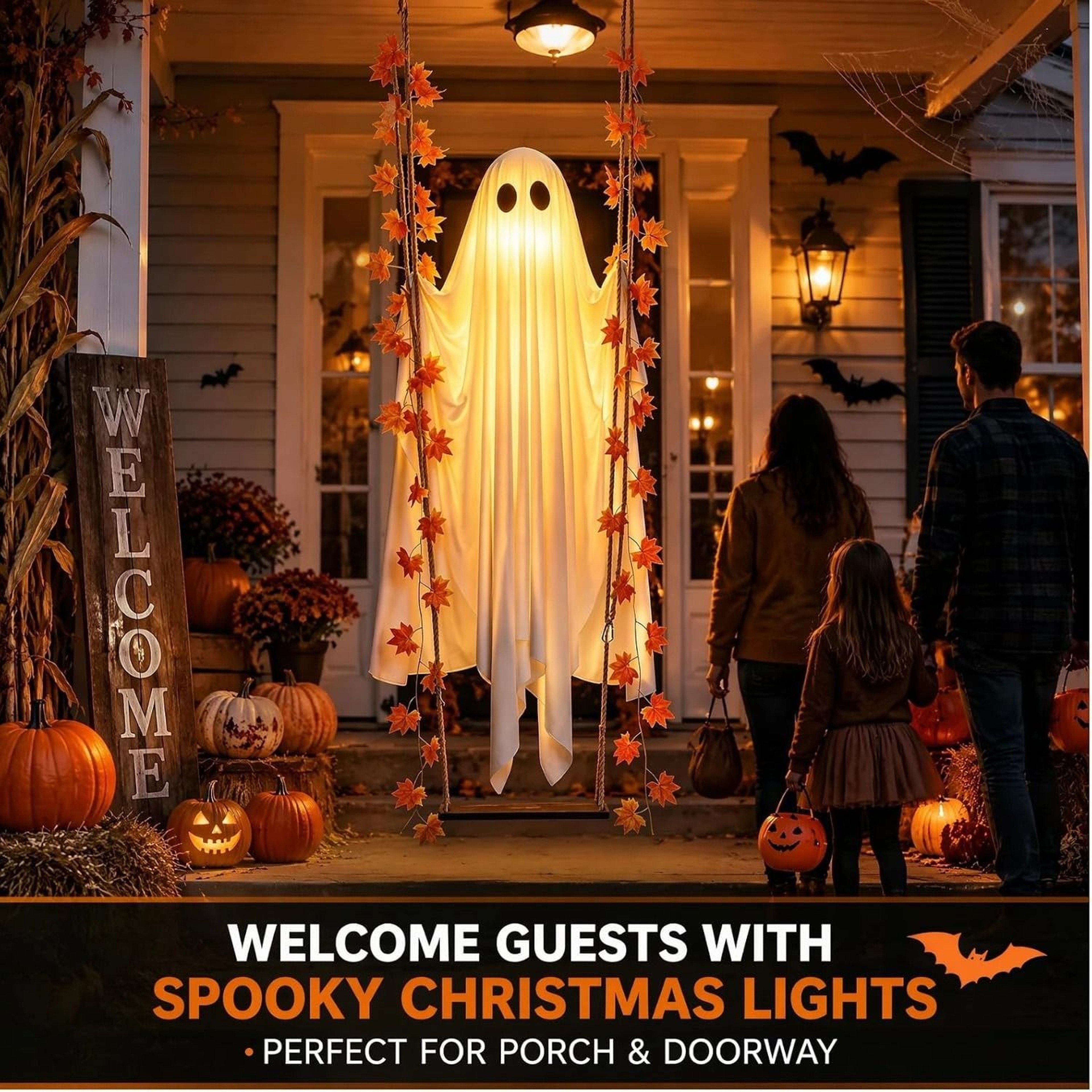 LED Hanging Swing Ghost With Remote Control For Halloween Yard Decor 6