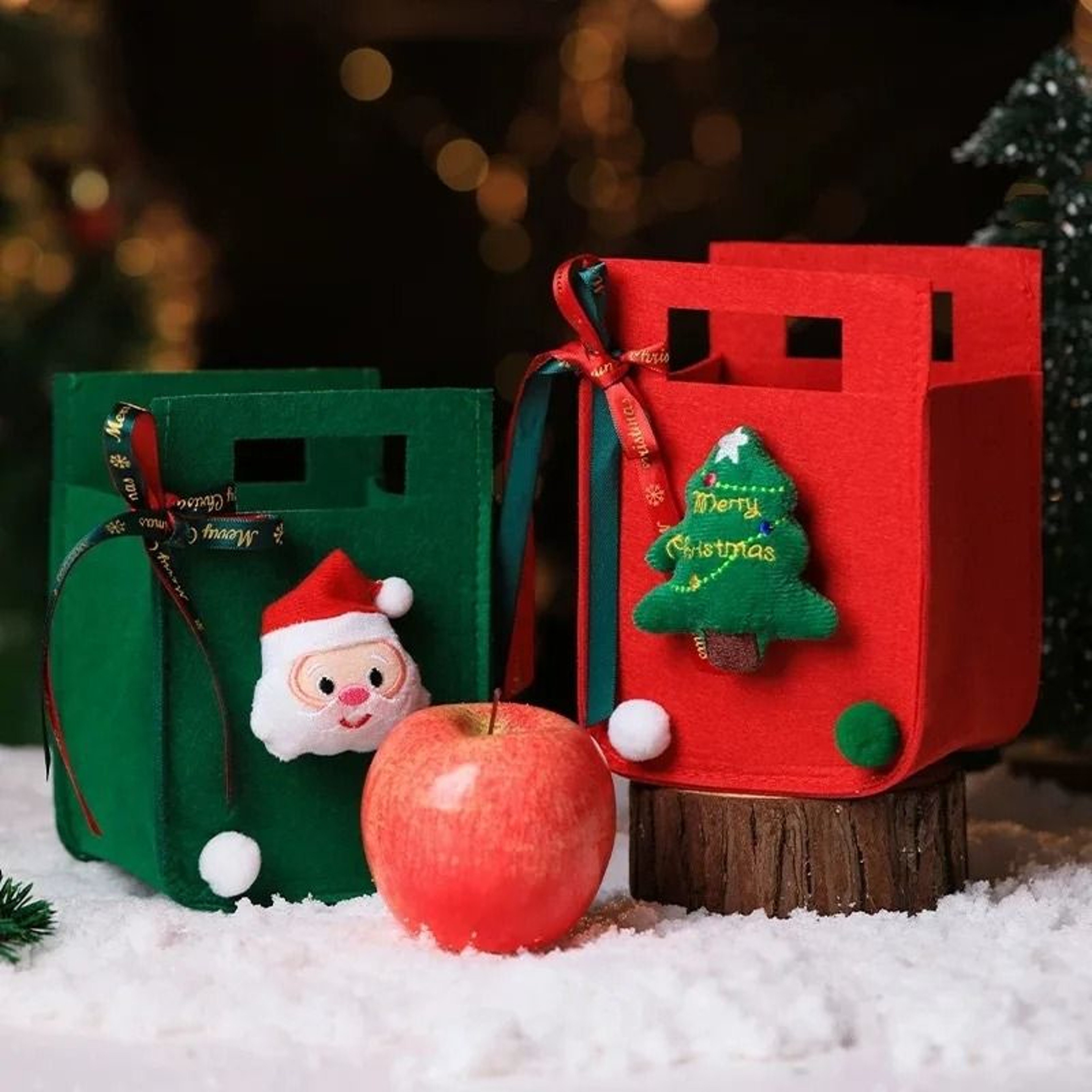 Felt Christmas Gift Bag With Tree Design For Candy And Presents 5