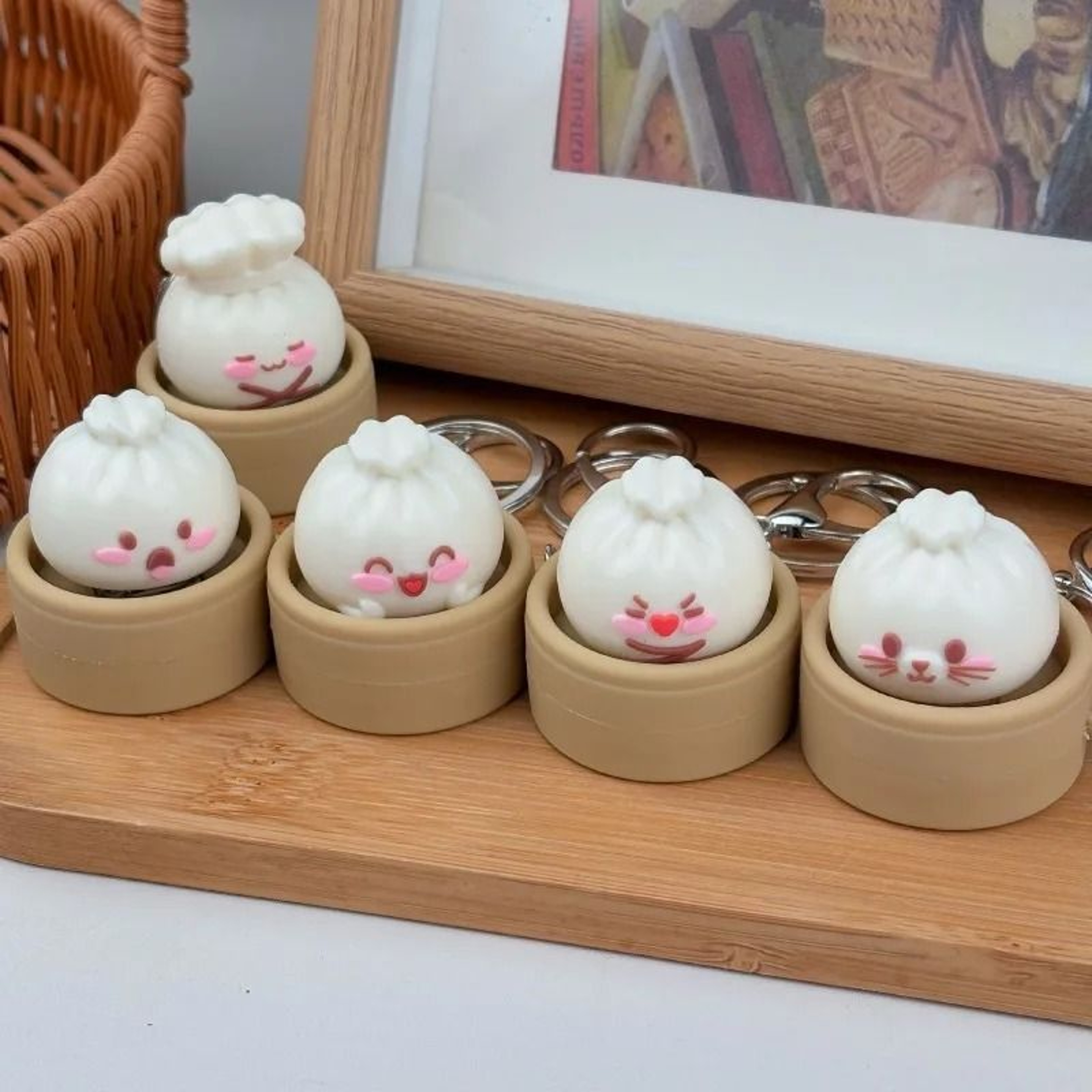 Steamed Bun Keyboard Fidget Keychain With Clicker Buttons And Bag Charm 1