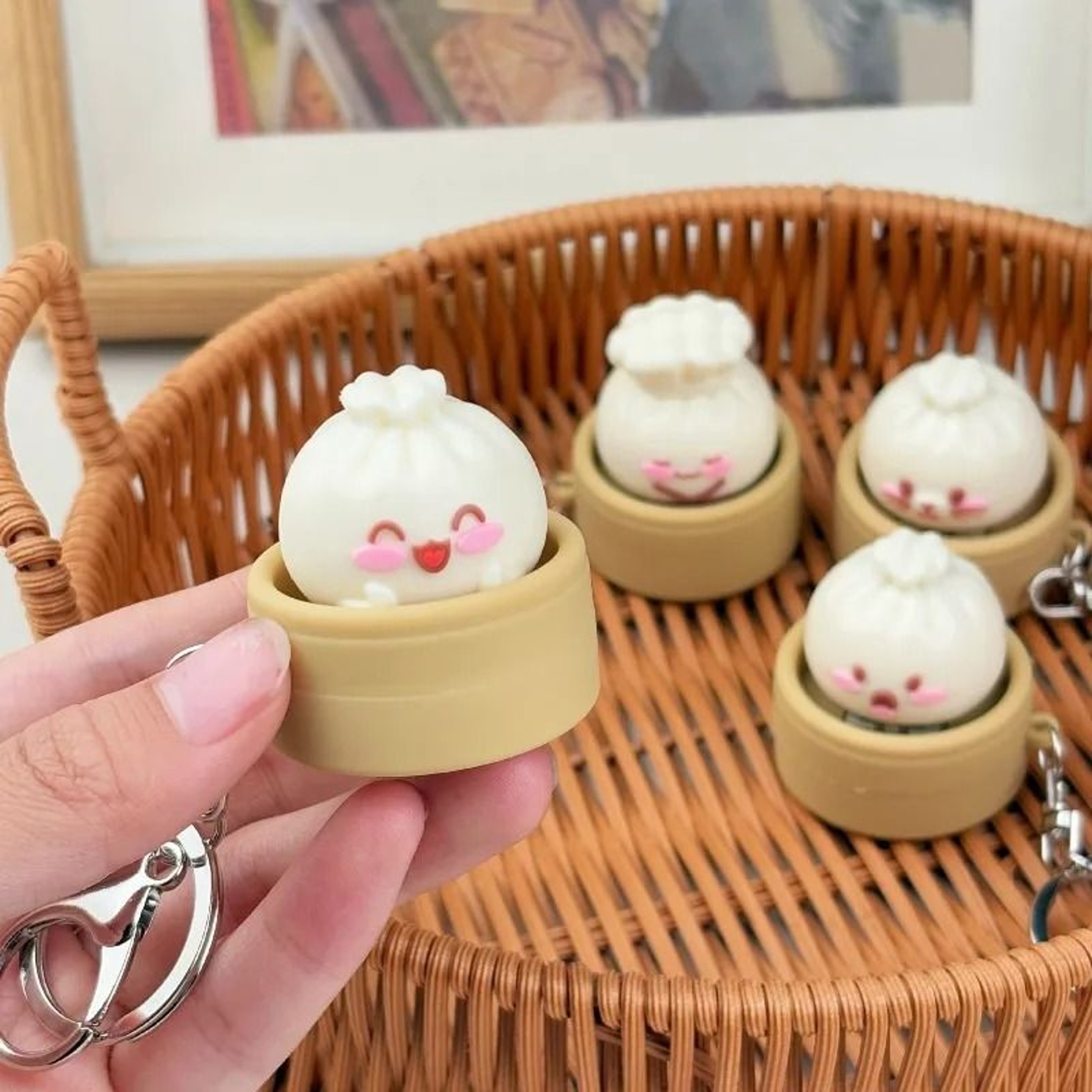 Steamed Bun Keyboard Fidget Keychain With Clicker Buttons And Bag Charm 4