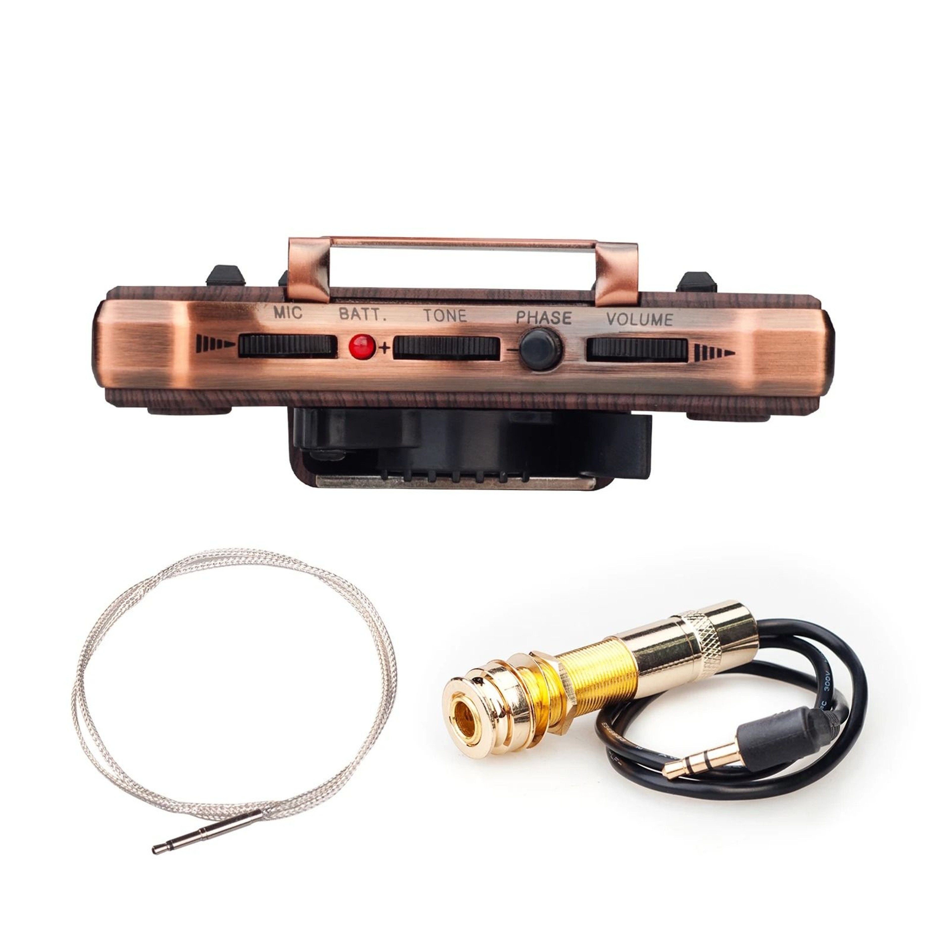 DualMode Acoustic Guitar Pickup With Piezo Mic Volume Tone And Phase Control 3