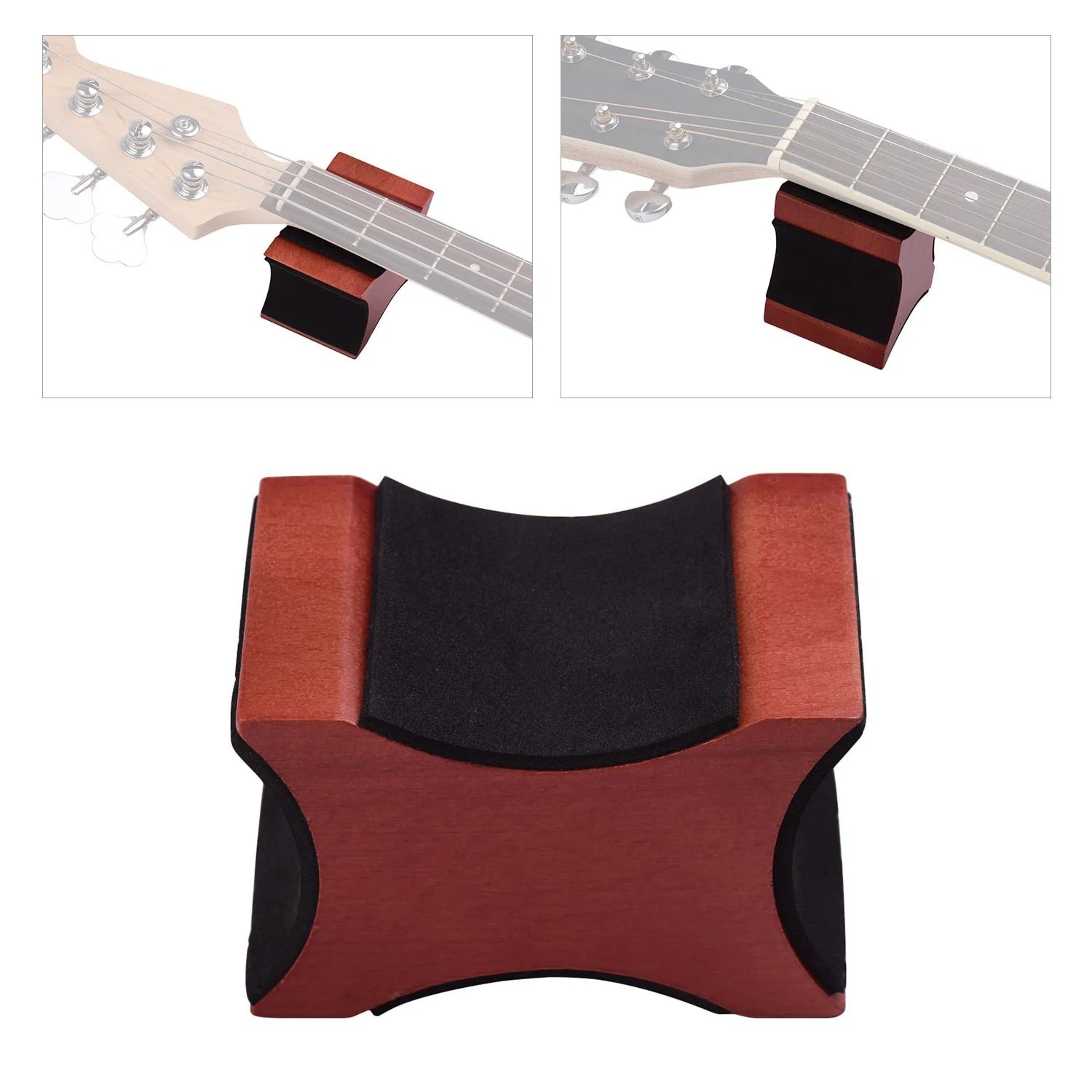 Mahogany Guitar Neck Rest DualHeight Luthier Support For Guitar Bass And Mandolin 0