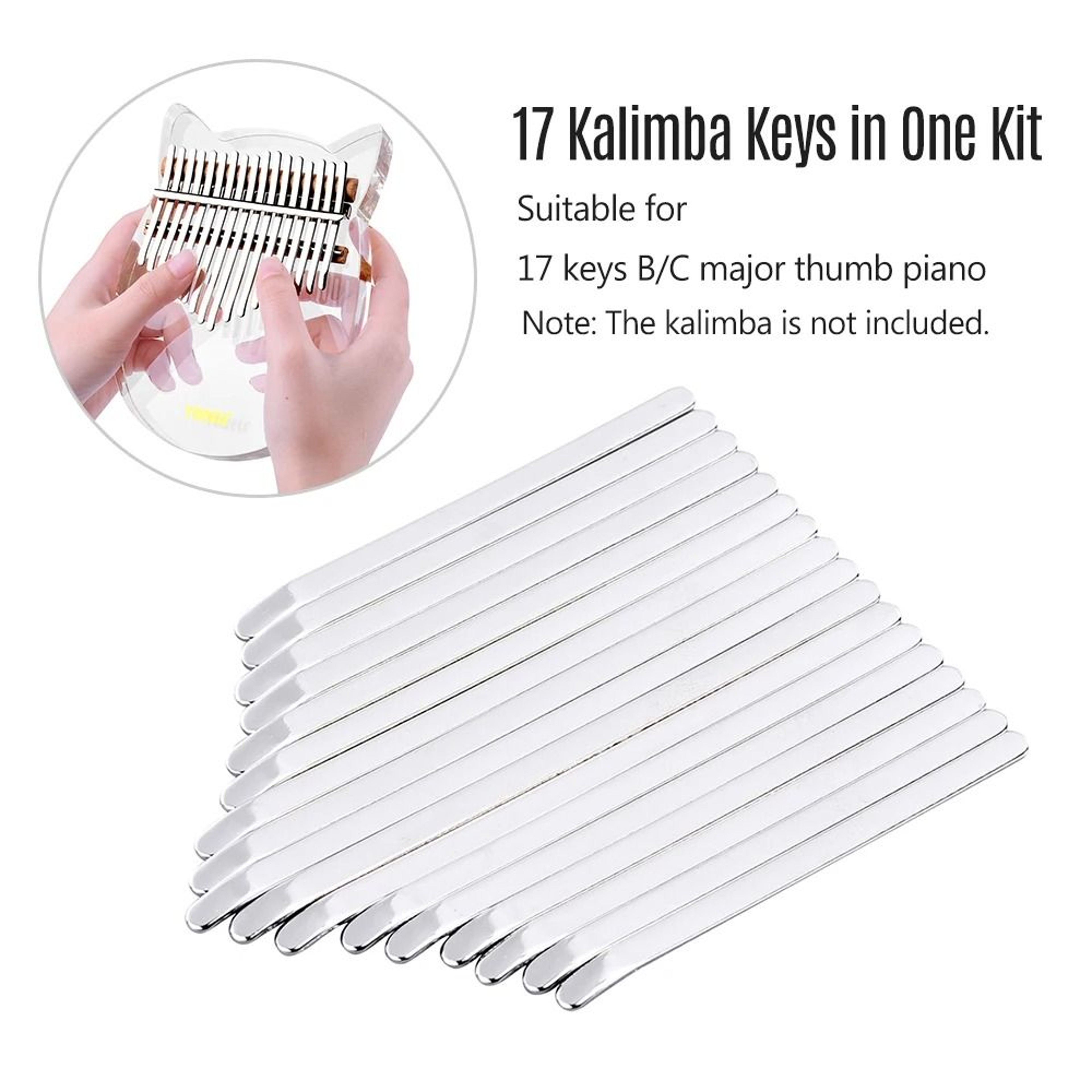 LINGTING 17Key Kalimba Replacement Keys Manganese Steel Tines With Note Stickers 2