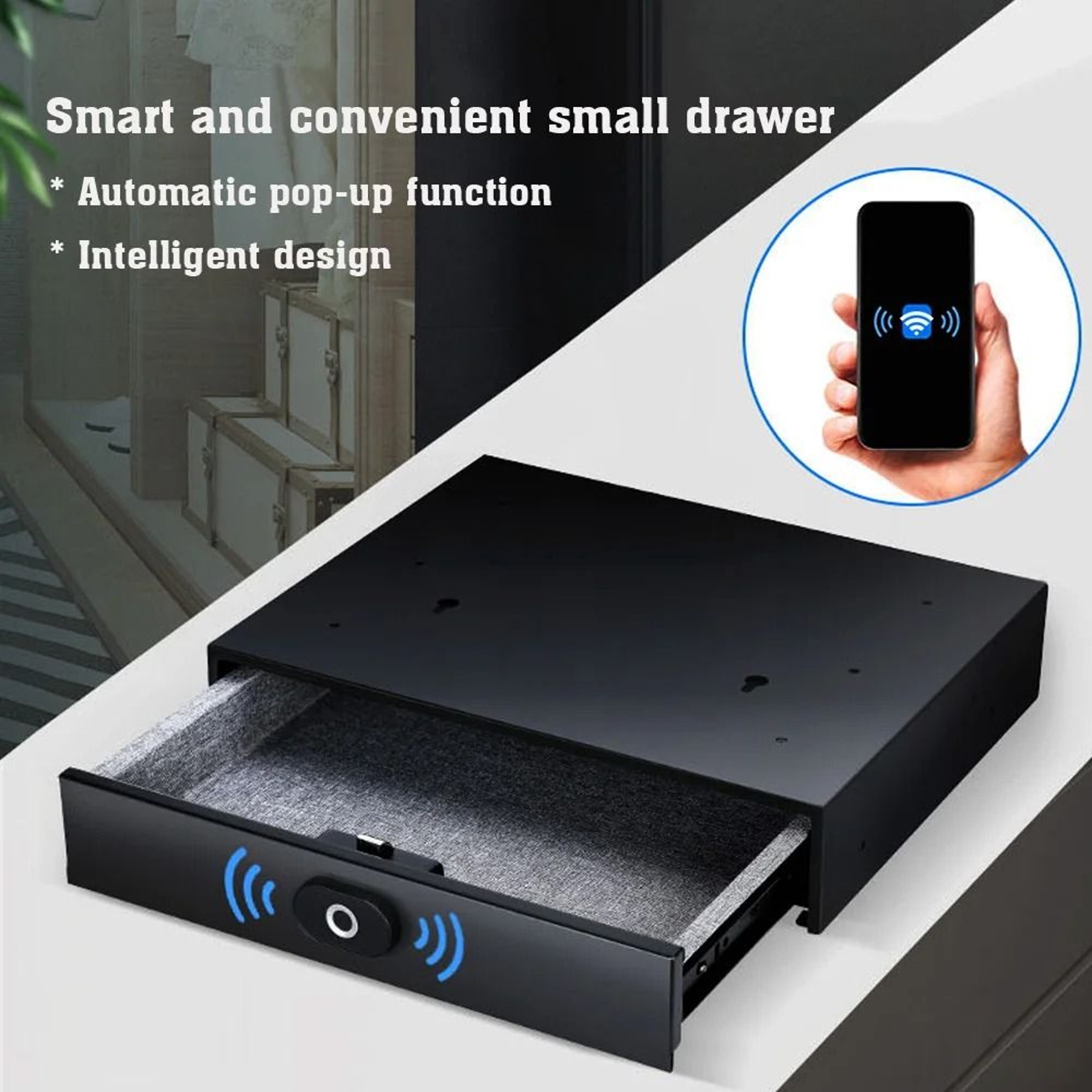 Smart Fingerprint Drawer Safe Hidden Steel Security Box With Touch Unlock 4