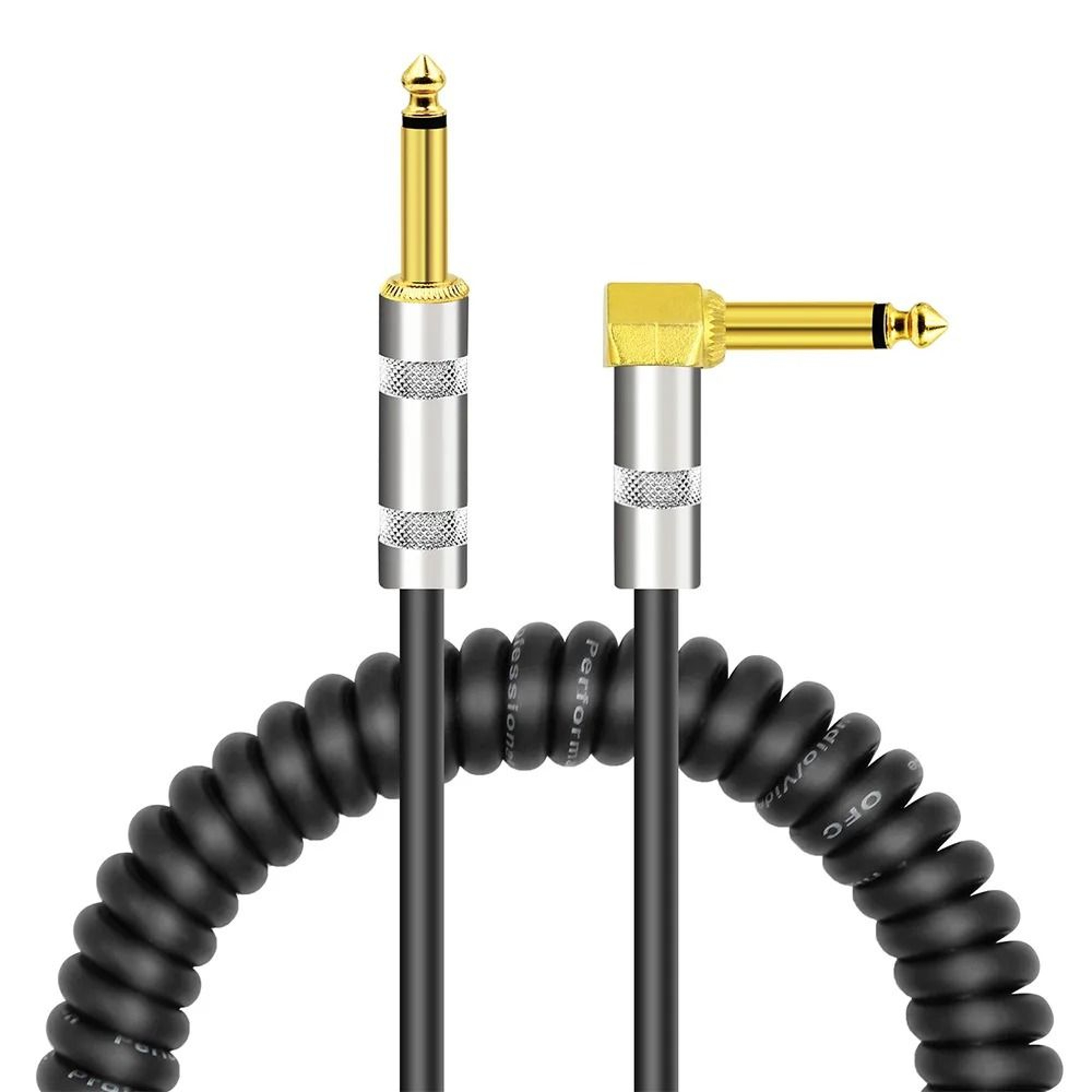 3M Coiled Guitar Cable 14 Inch TS Straight To RightAngle Instrument Cord 0