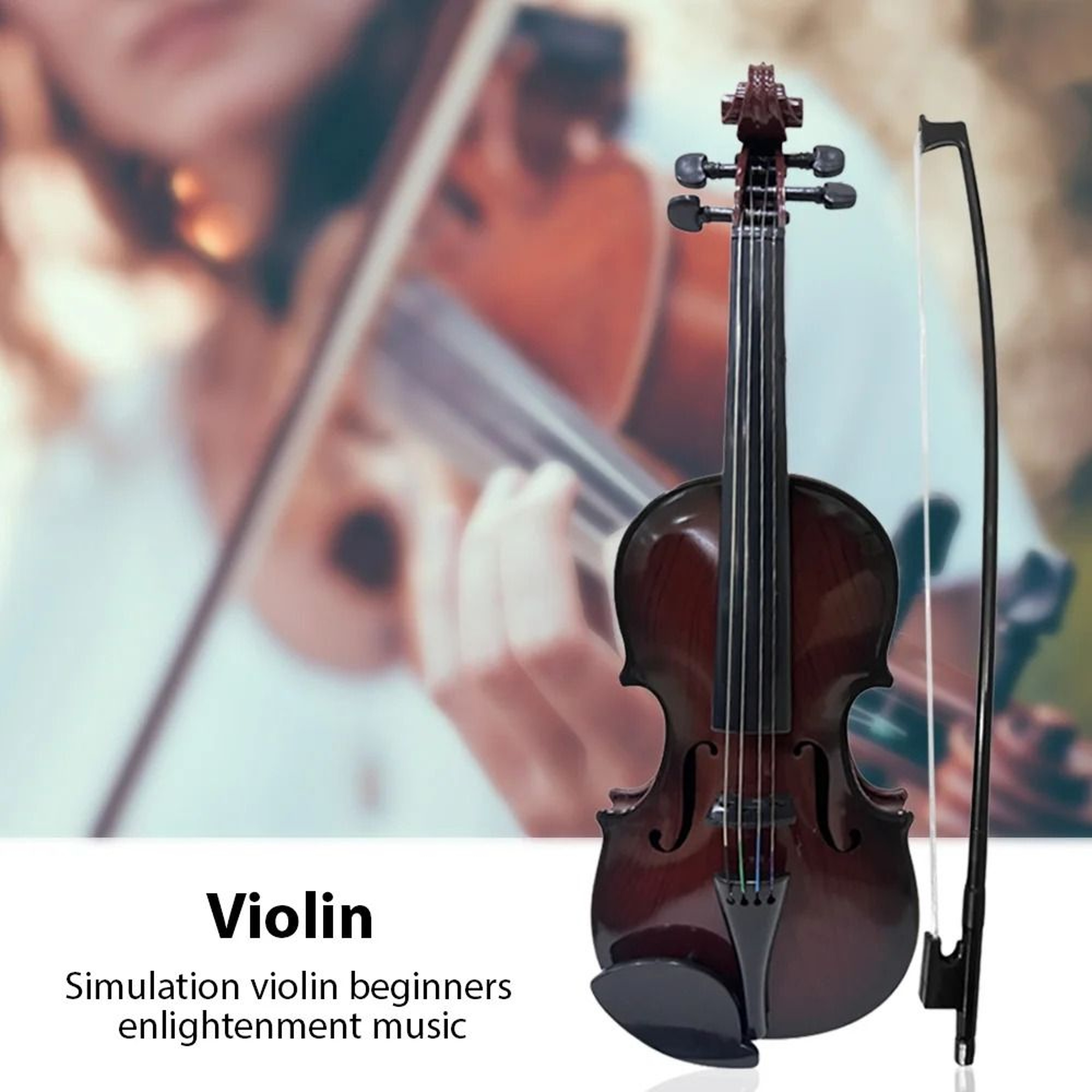 Beginner Simulated Violin Kit With Adjustable Strings And Bow For Practice And Performance Props 5