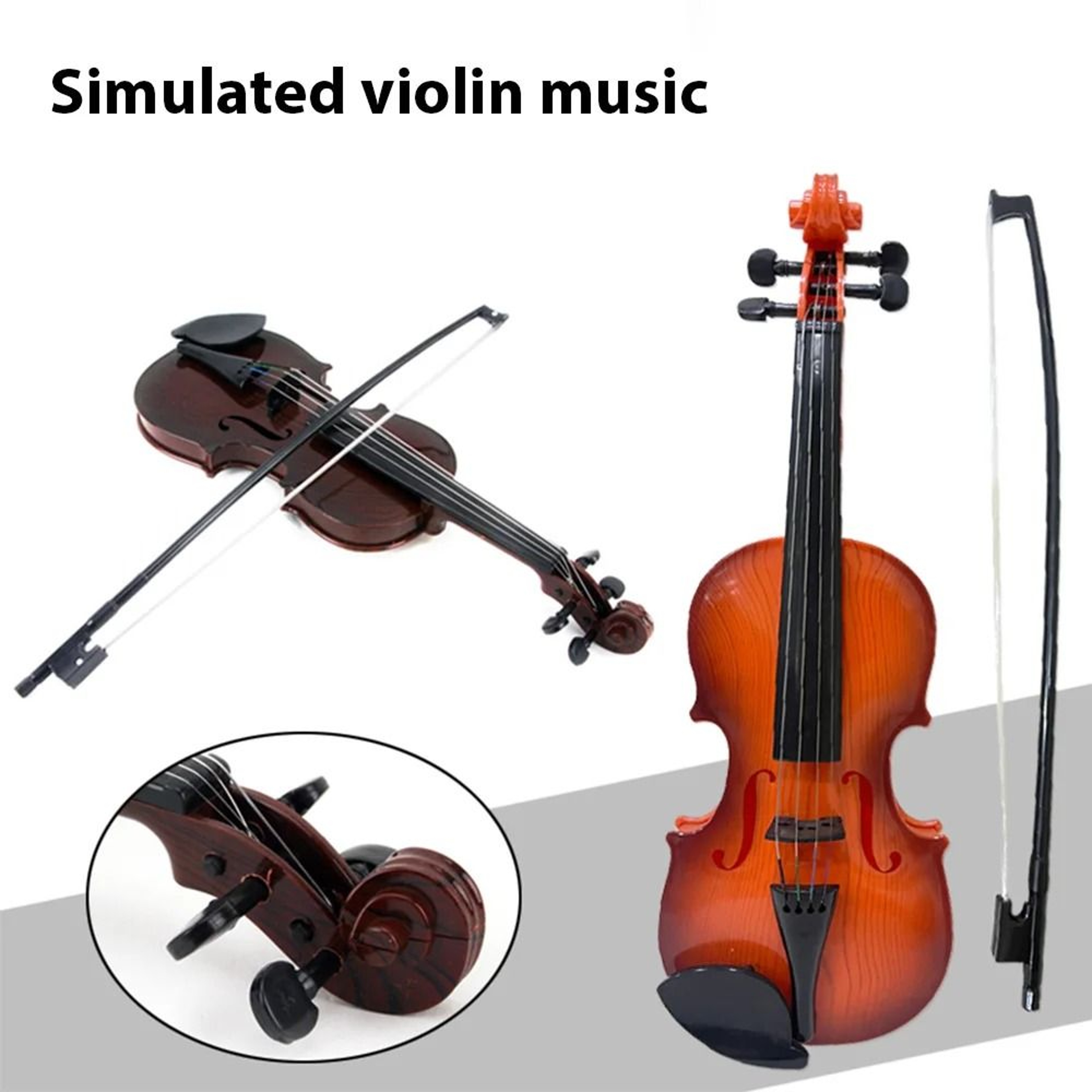 Beginner Simulated Violin Kit With Adjustable Strings And Bow For Practice And Performance Props 0