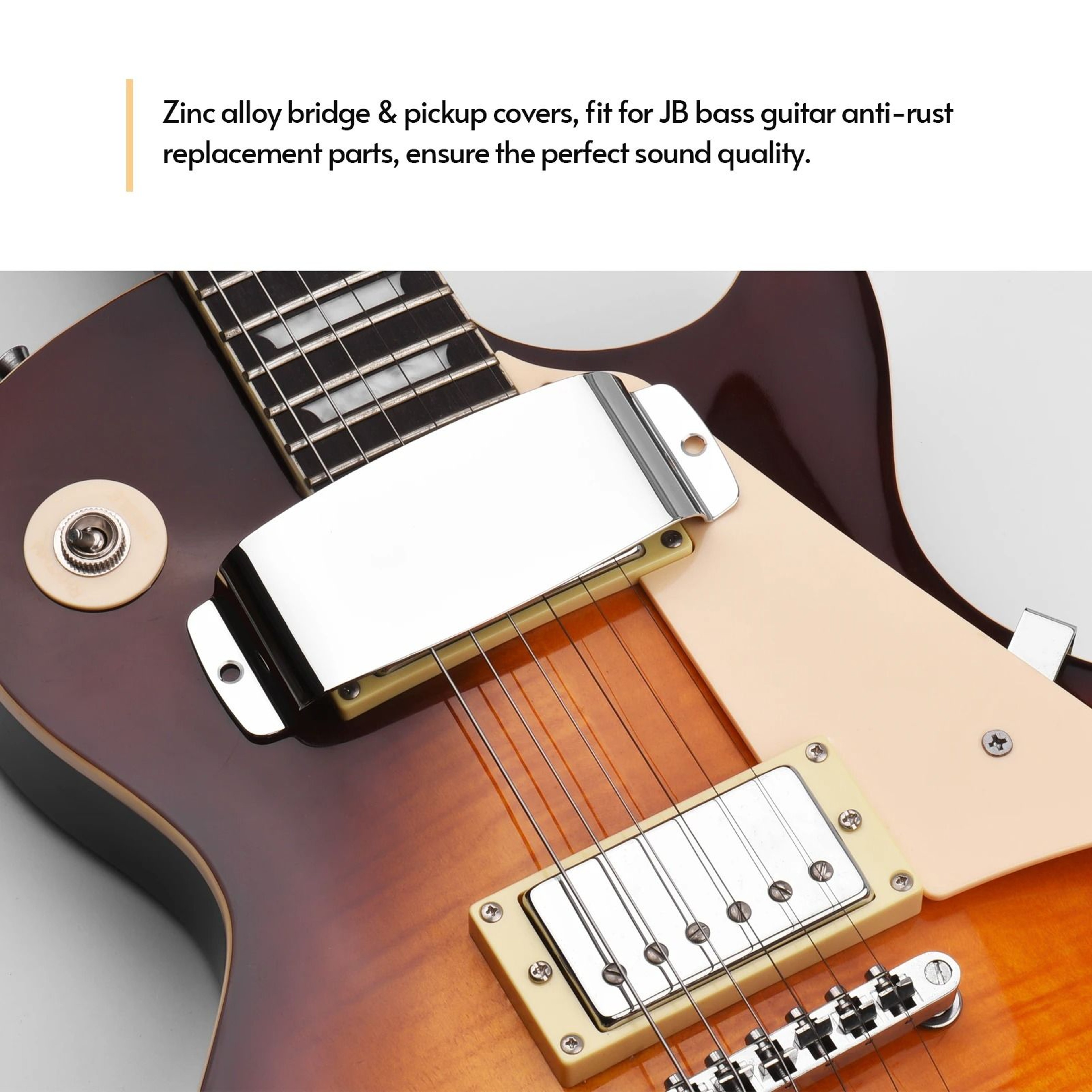 Chrome Bass Pickup Cover Set With Bridge Protector For JBStyle Electric Bass 4