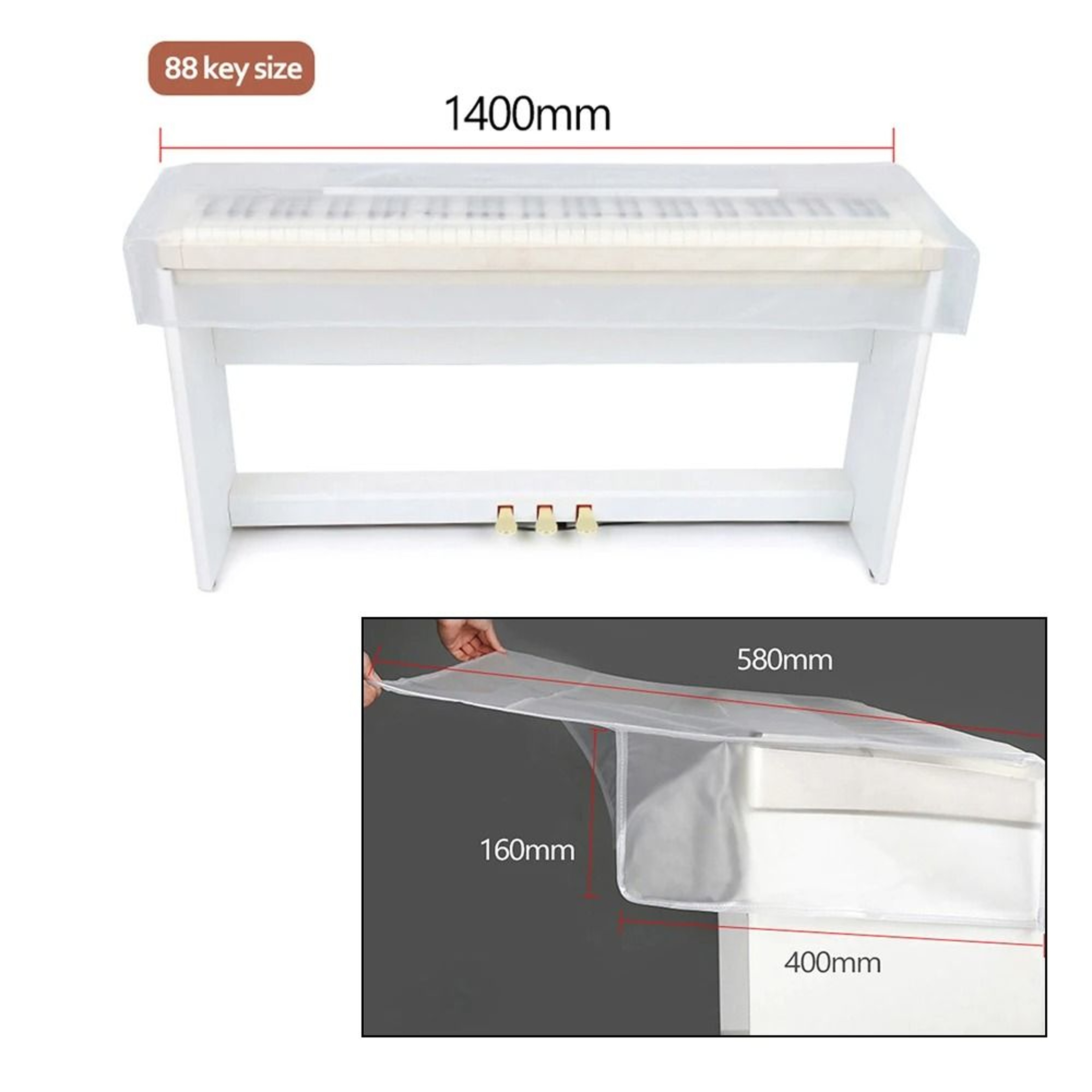 Transparent Digital Piano Keyboard Cover Dustproof PEVA Protector For 61 76 88 Keys 3