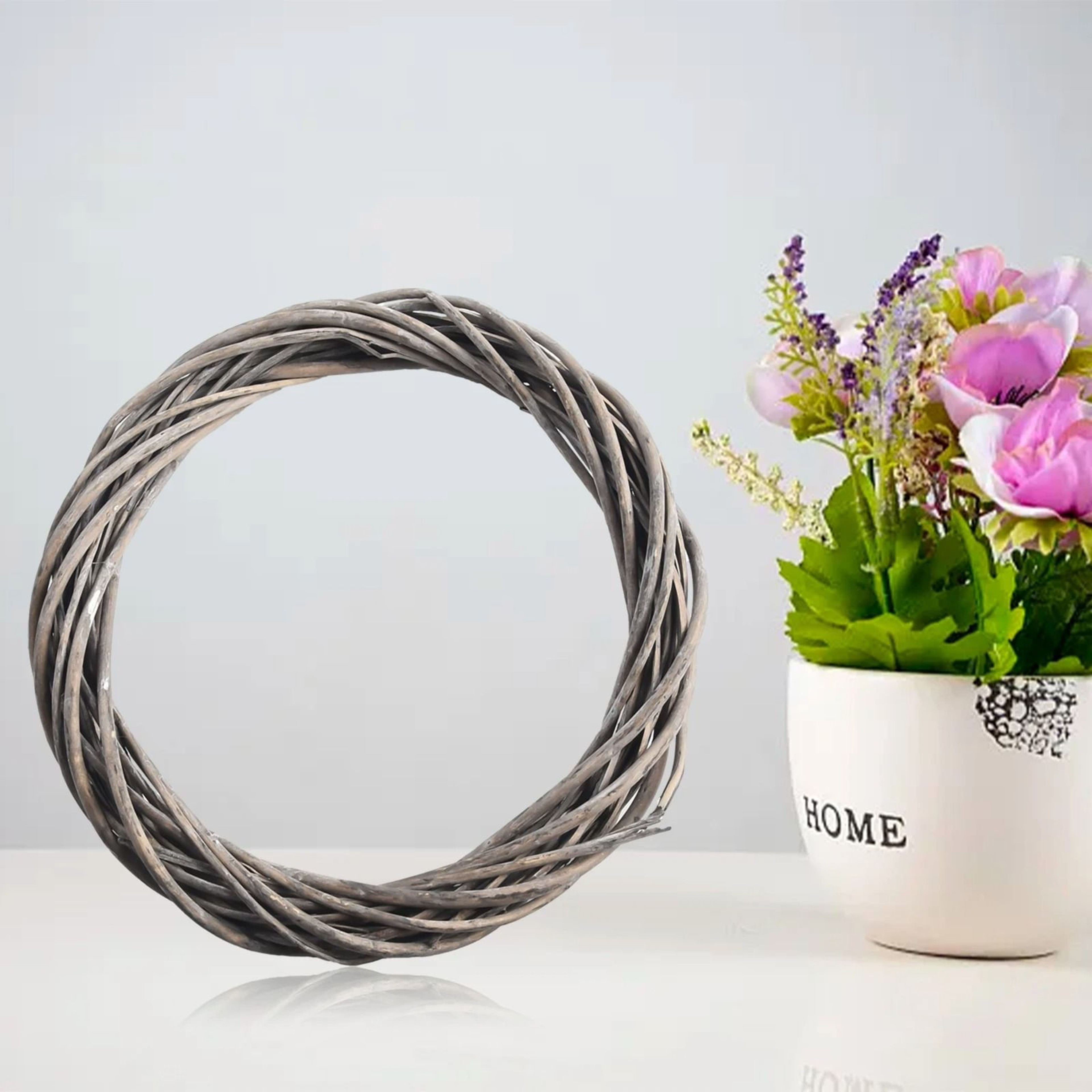 2030cm Rattan Wreath Ring Grey Wicker Vine Base For Christmas And Wedding DIY Decor 0