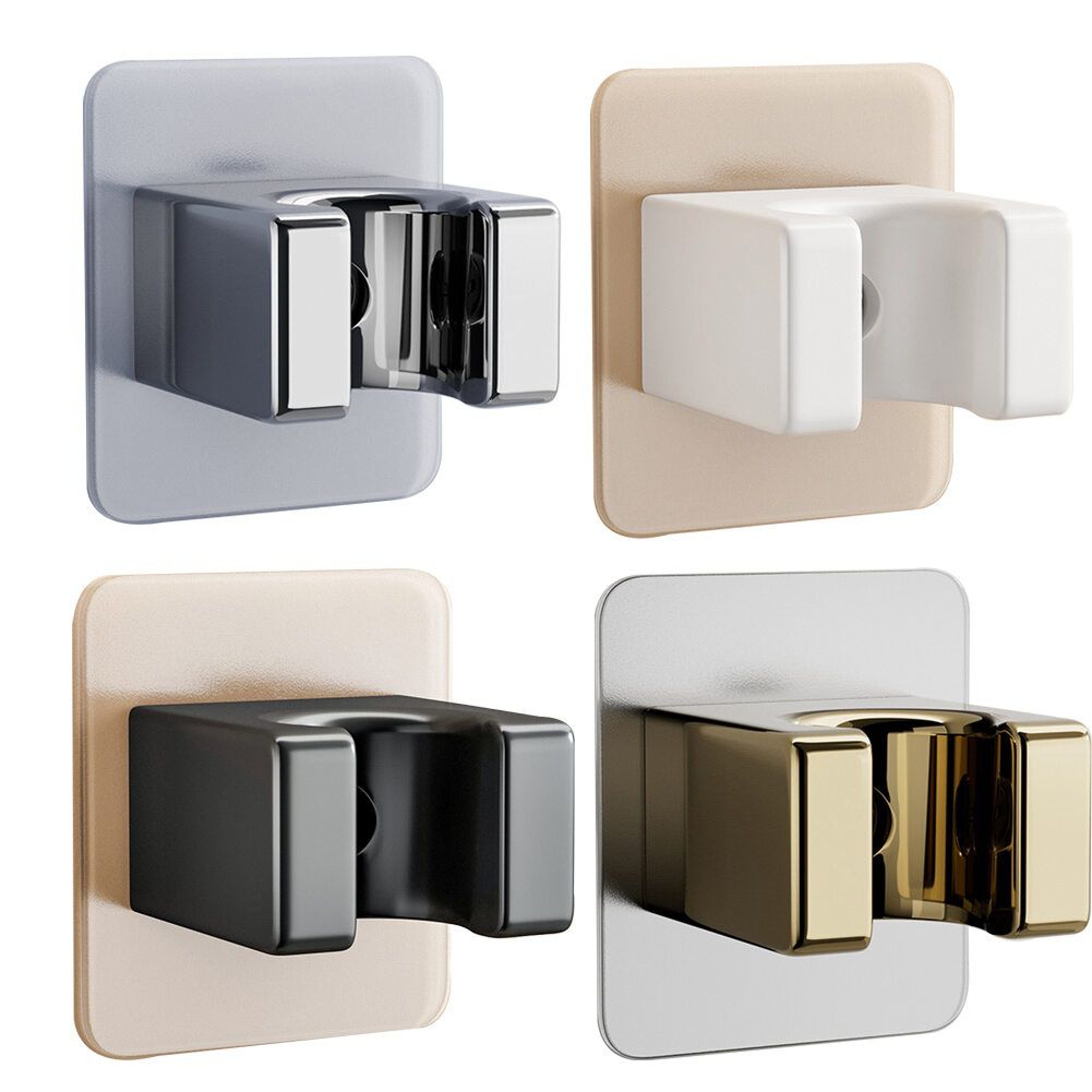 Adjustable No Drill Shower Head Holder Waterproof Adhesive Wall Bracket For Handheld Showers 0