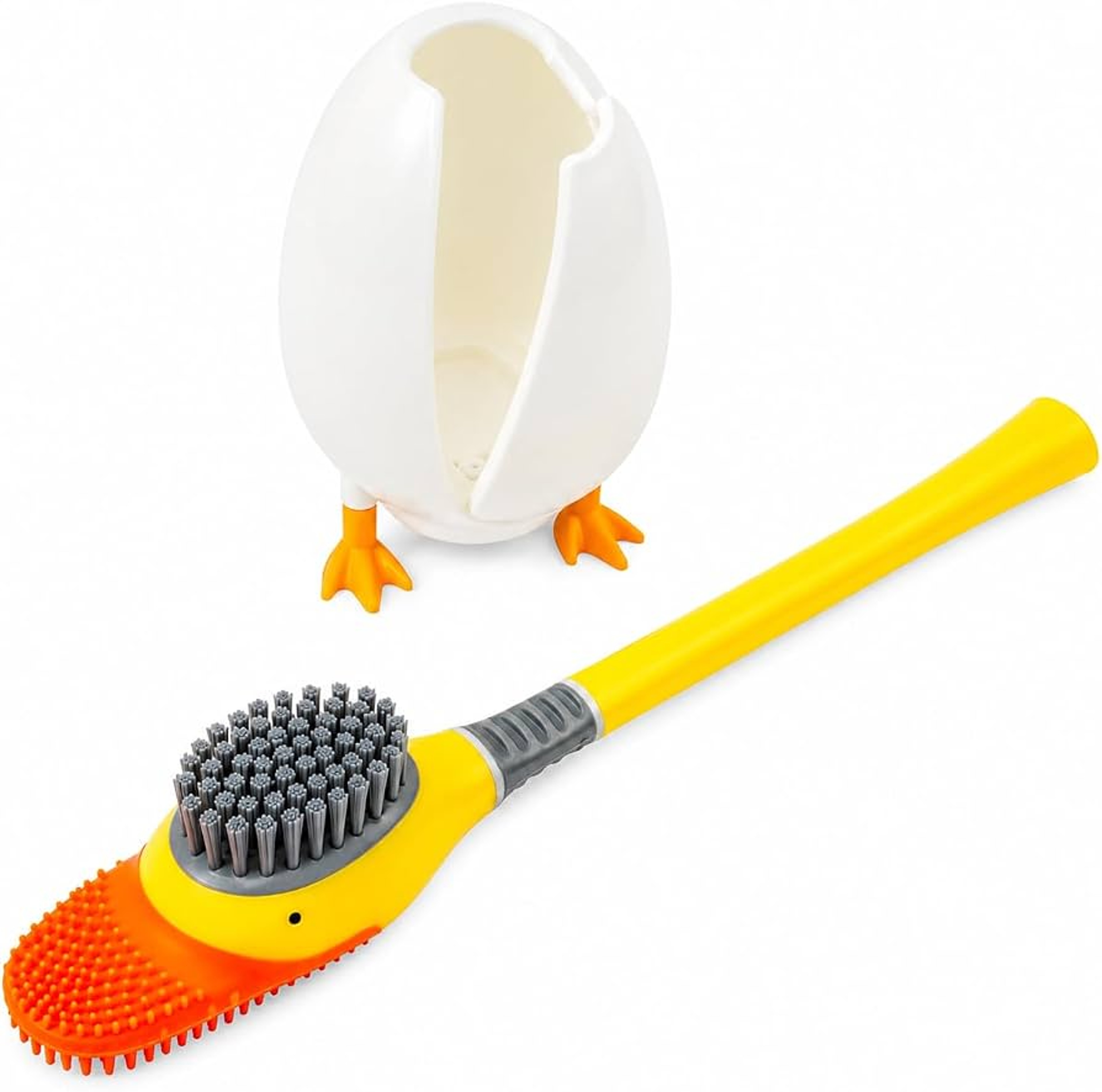 Cute Duck Silicone Toilet Brush Set 360 Flexible Deep Cleaner With Holder 3