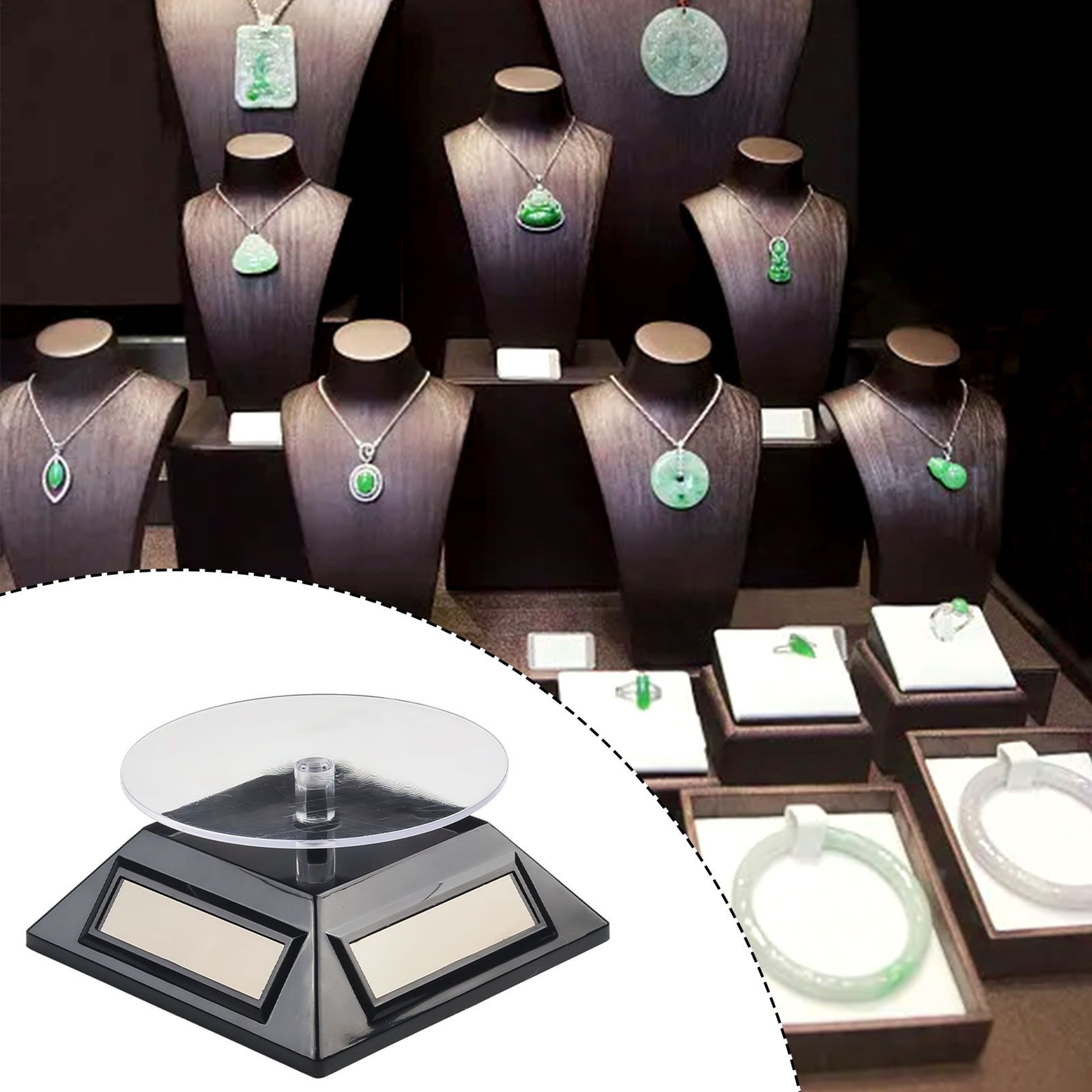 Solar 360 Degree Turntable Jewelry And Watch Rotating Display Stand 7