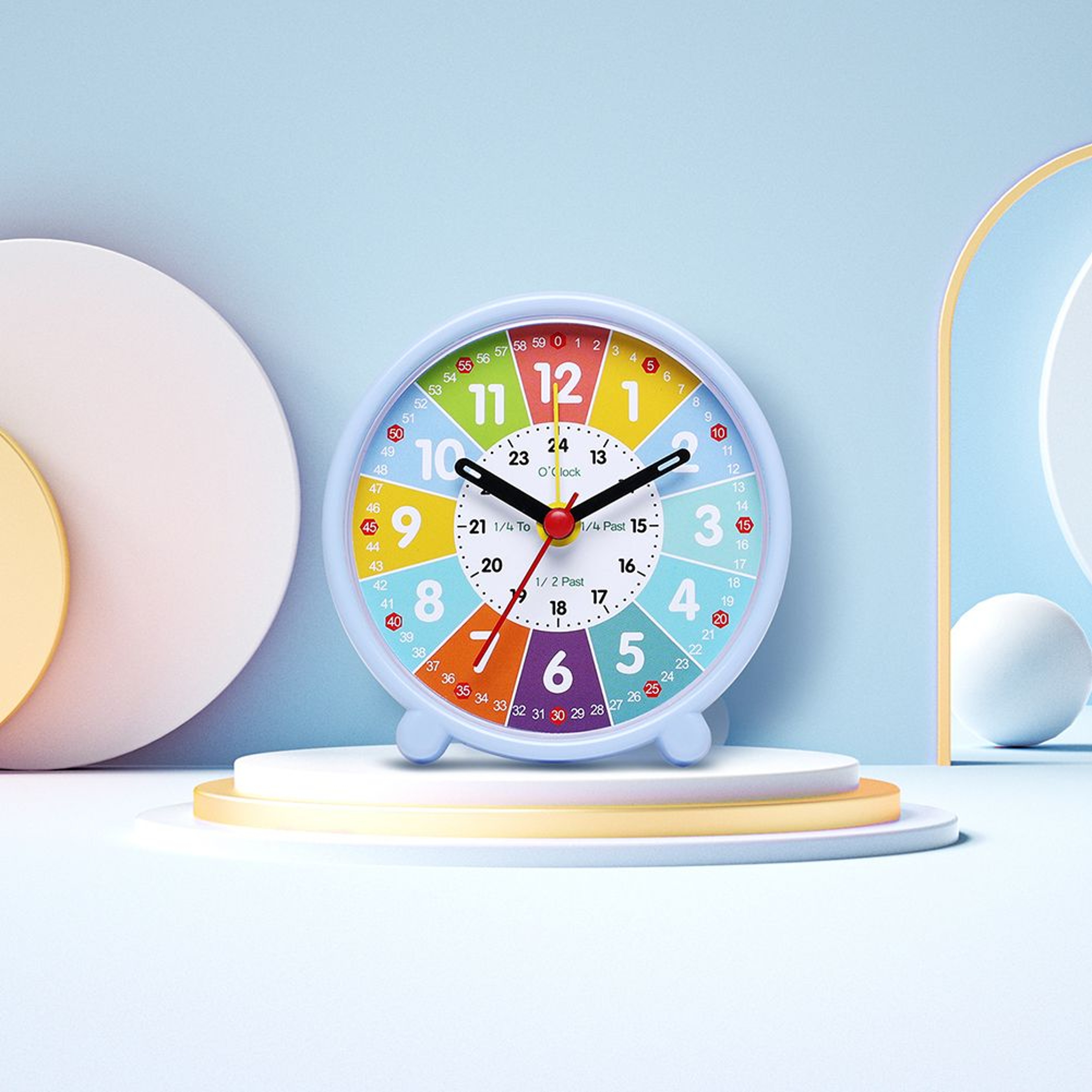 Silent Kids Alarm Clock Colorful Learning Clock For Bedside And Study Desk 0