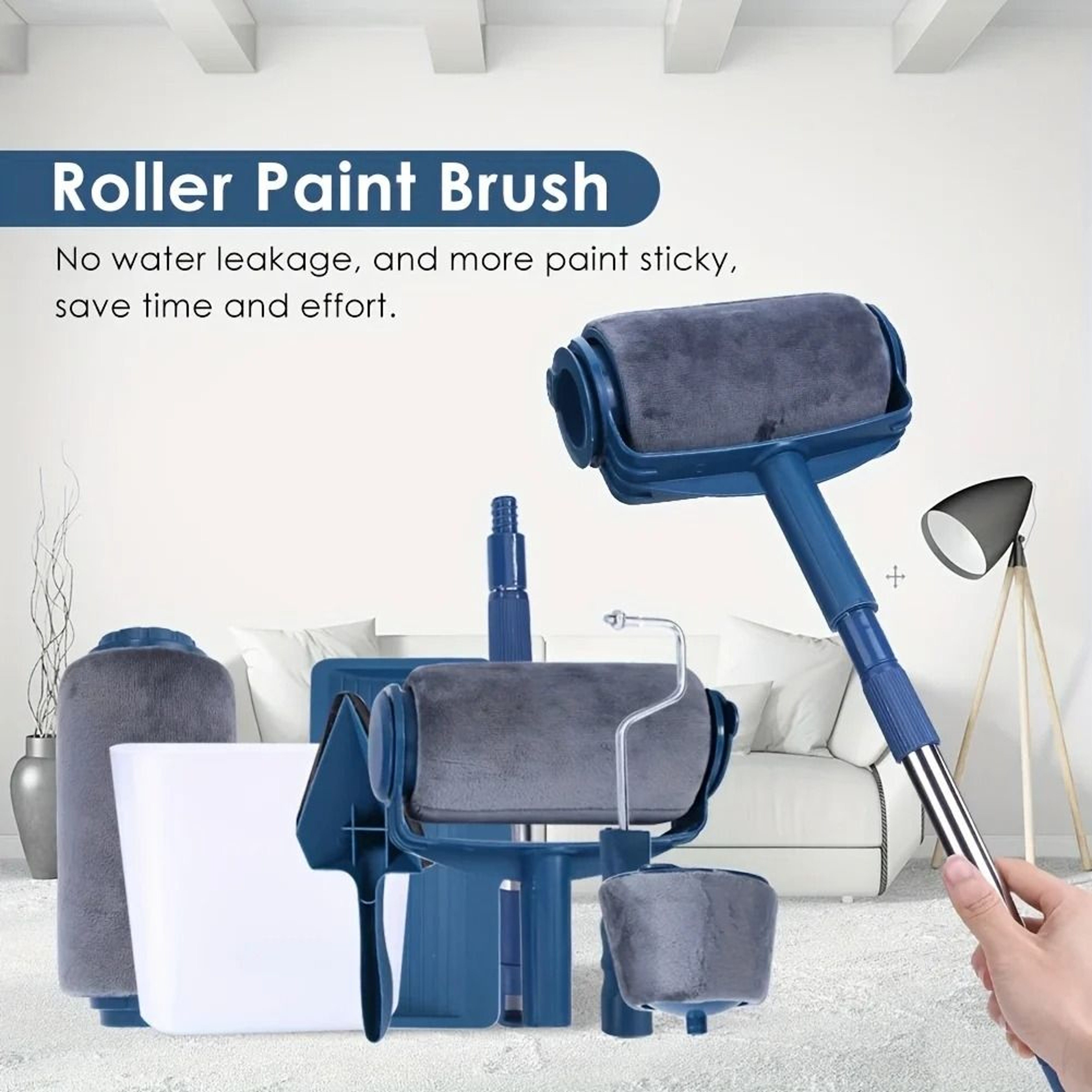 Multifunctional Paint Roller Set With Corner Brush And Handle For DIY Wall Painting 7