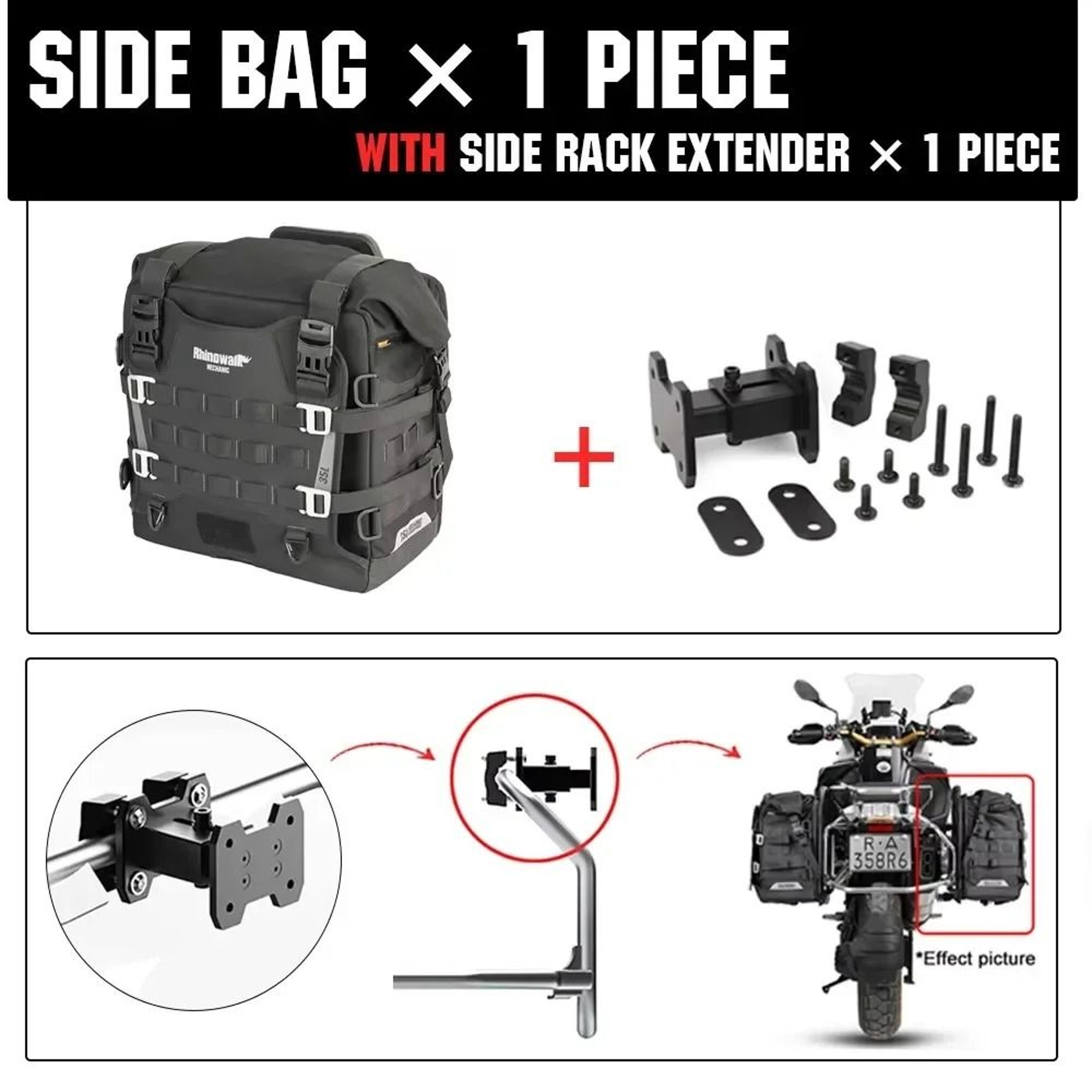 35L Waterproof Motorcycle Pannier QuickRelease Side Bag With MOLLE Storage 4