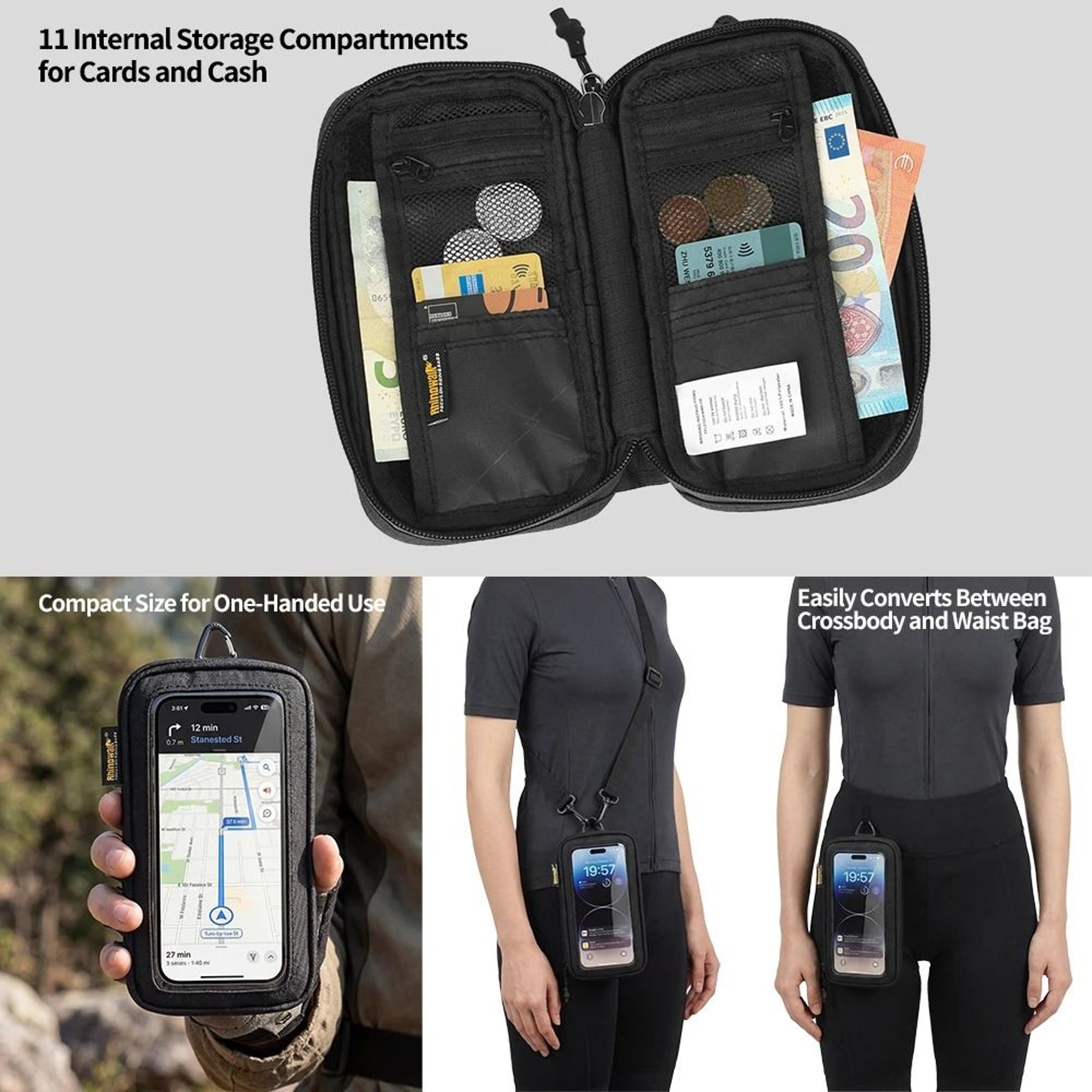 1L Motorcycle Phone Bag MOLLE Navigation Pouch For Up To 7Inch Phones 4
