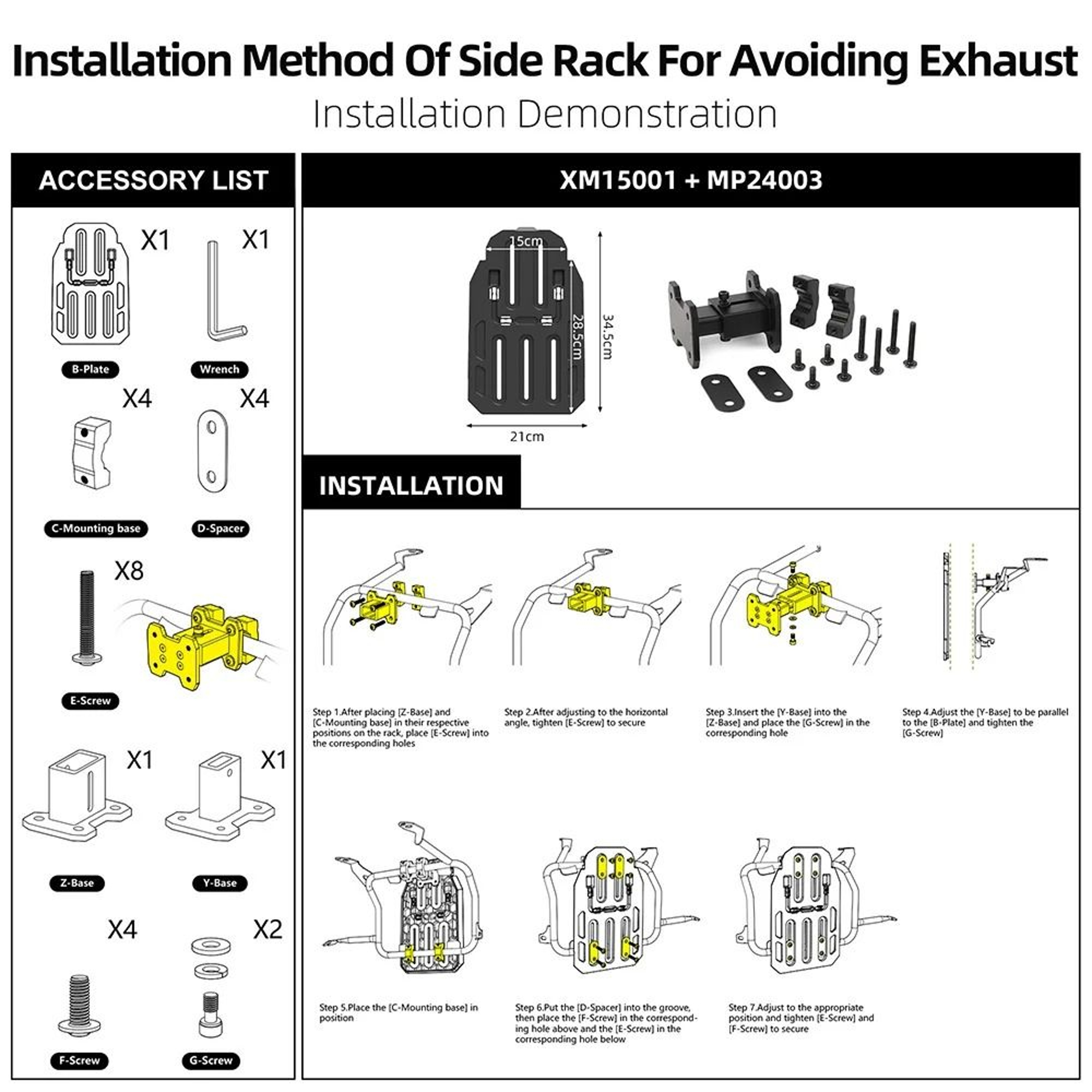 Motorcycle Side Rack Extender For Uneven Pannier Mounting And Exhaust Clearance 8